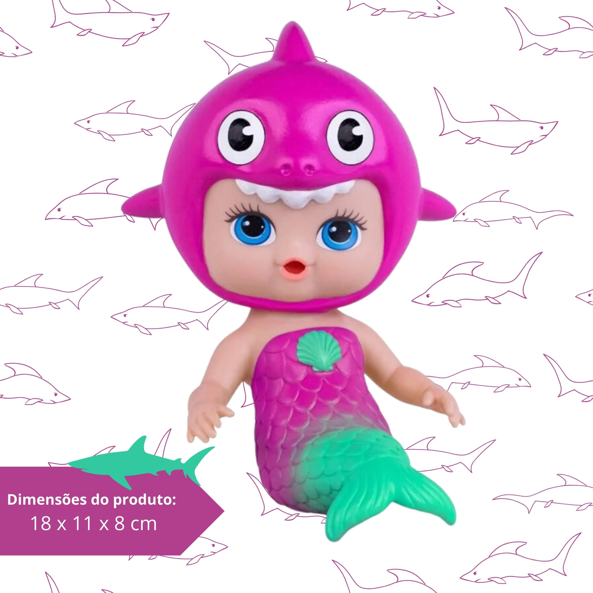 Boneca Acqua Toy's Mar Tubarãozinho Sortido e Unitário Super Toys - 477