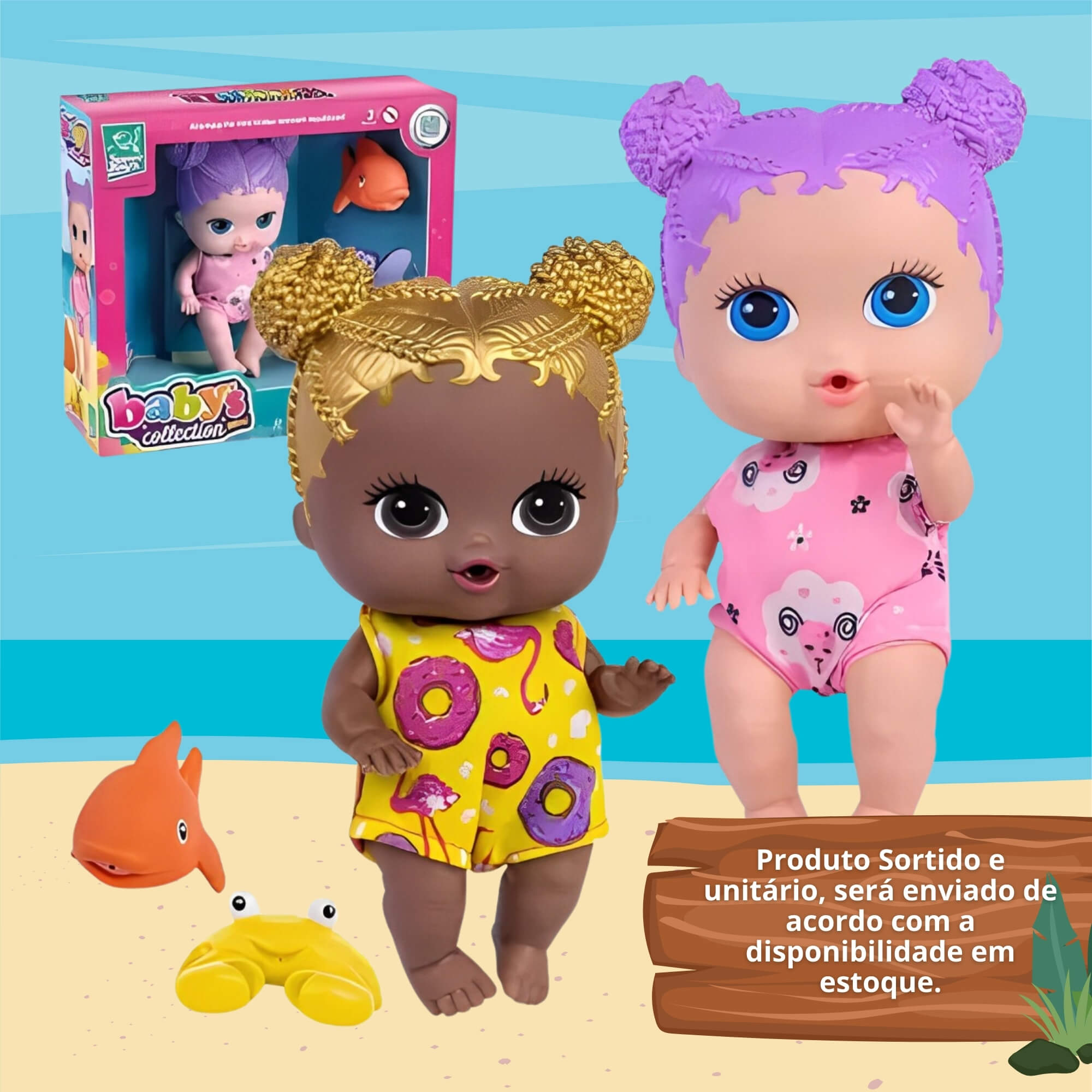 Boneca Babys Collection Mini Summer Sortida e Unitária Super Toys - 496