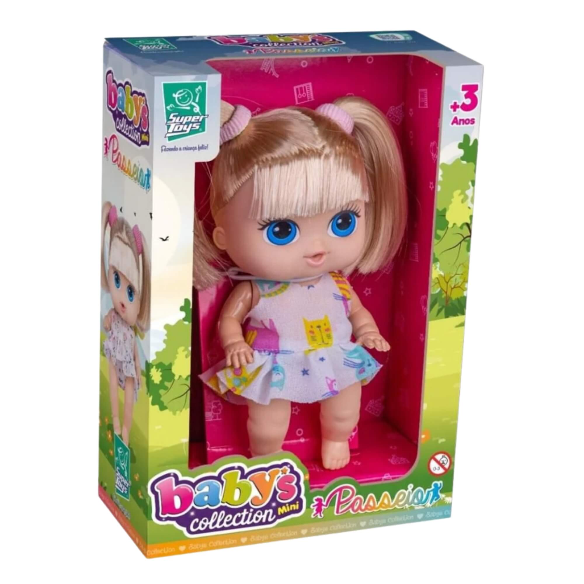 Boneca com Cabelo Babys Collection Mini Passeio Super Toys - 498