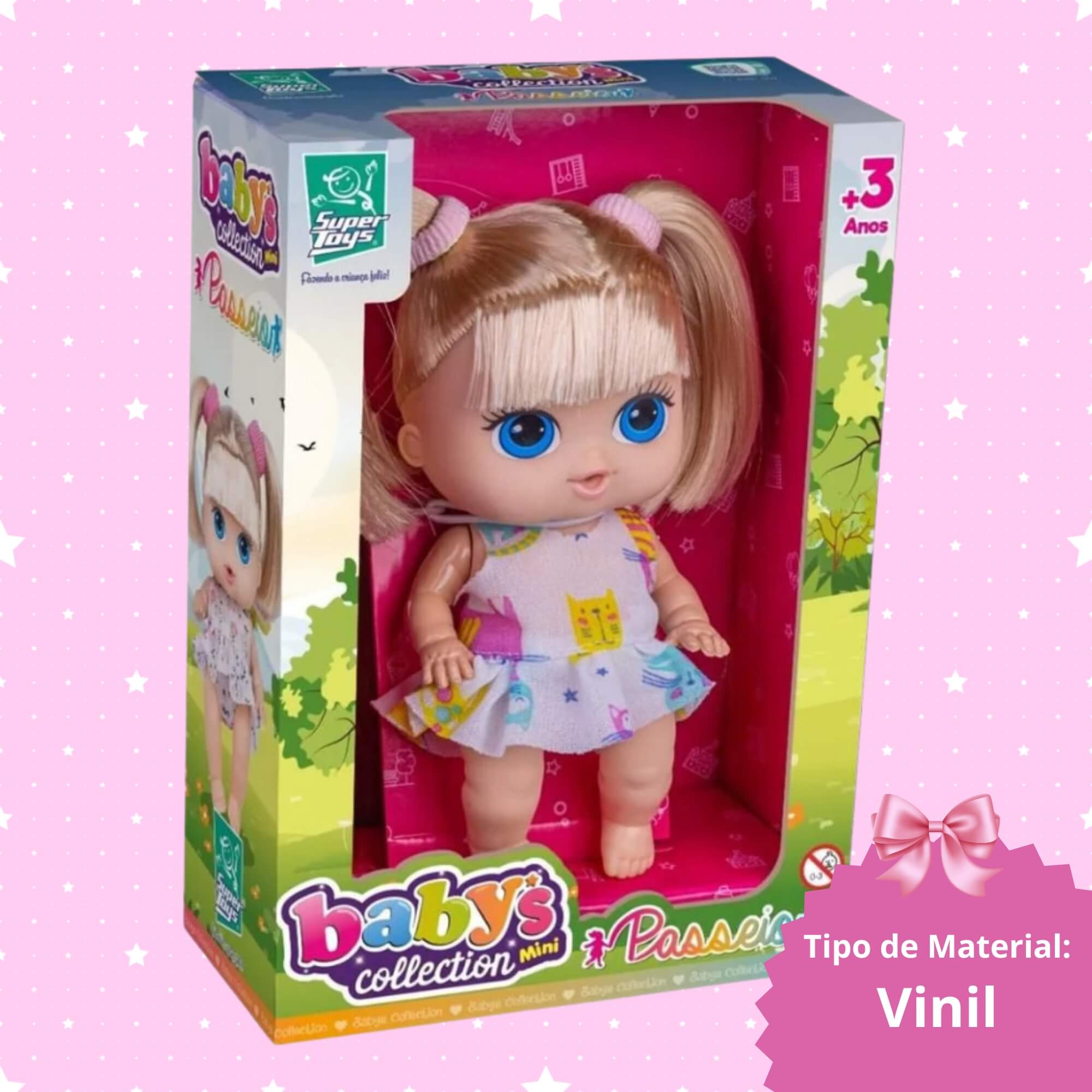 Boneca com Cabelo Babys Collection Mini Passeio Super Toys - 498