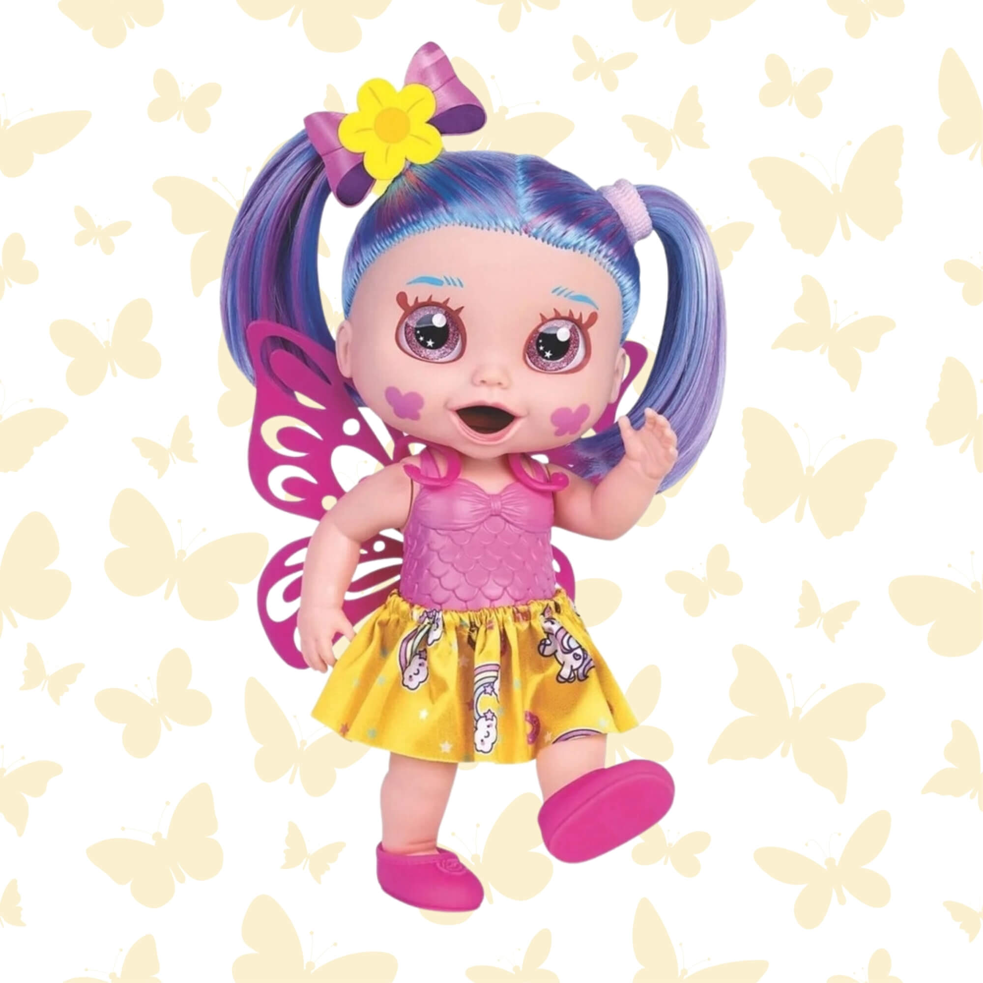 Boneca Babys Collection Butterfly Cabelo Colorido Sortida e Unitária Super Toys - 513