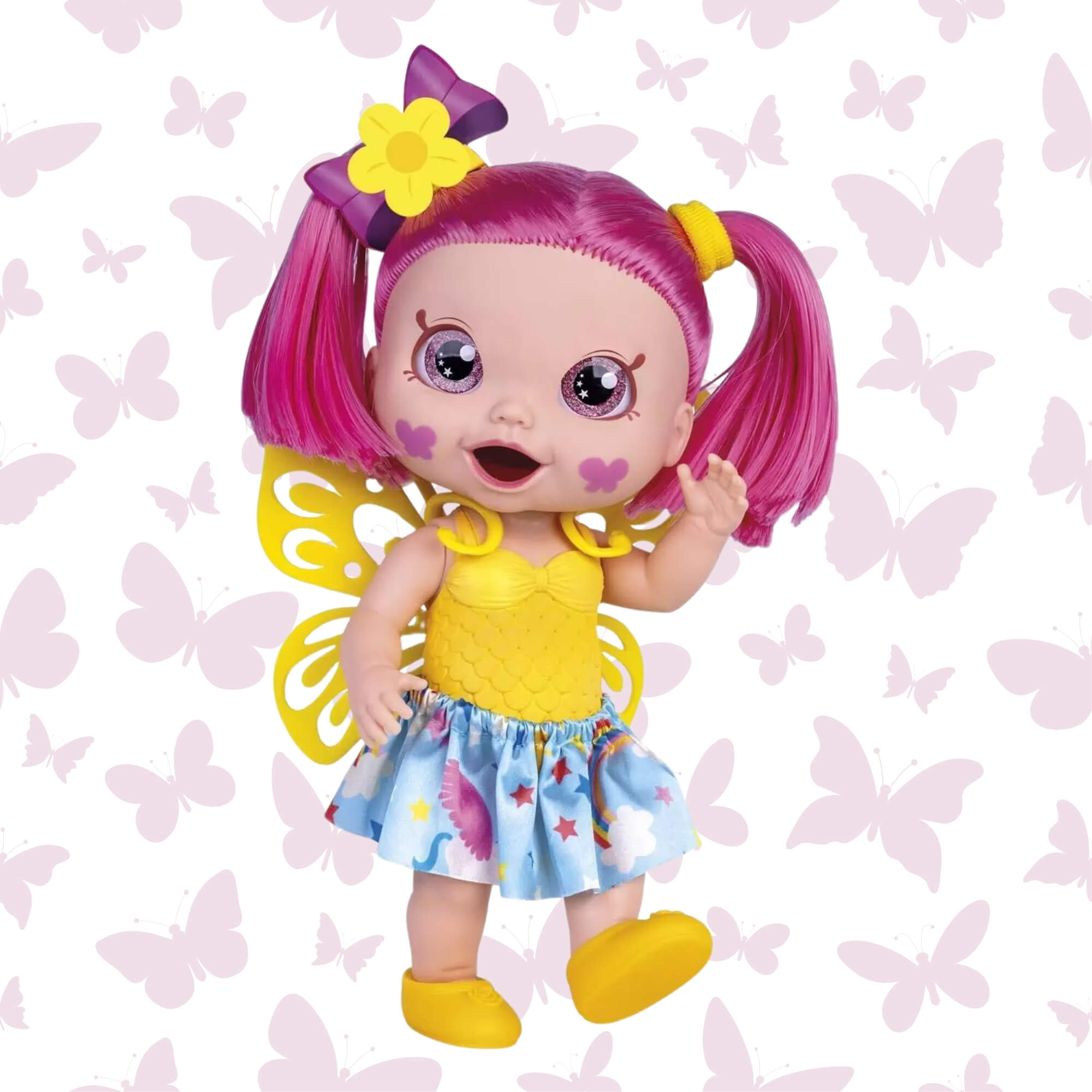 Boneca Babys Collection Butterfly Cabelo Colorido Sortida e Unitária Super Toys - 513