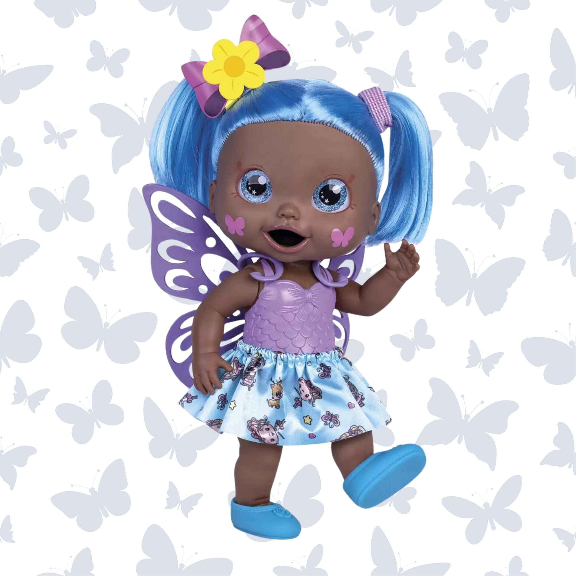 Boneca Babys Collection Butterfly Cabelo Colorido Sortida e Unitária Super Toys - 513