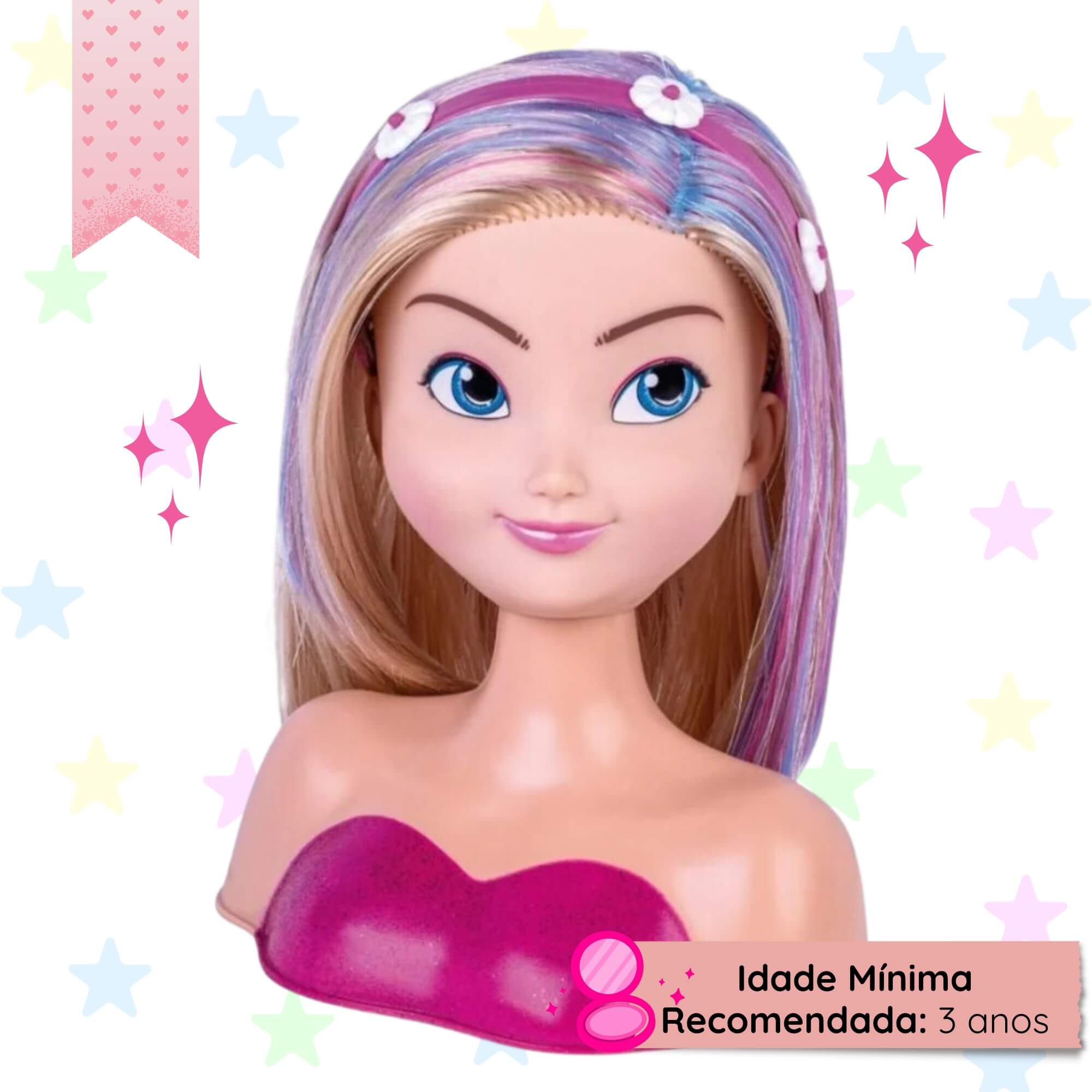 Boneca Super Estilosa Para Pentear e Maquiar Busto Nancy Hair Shiny Super Toys - 518
