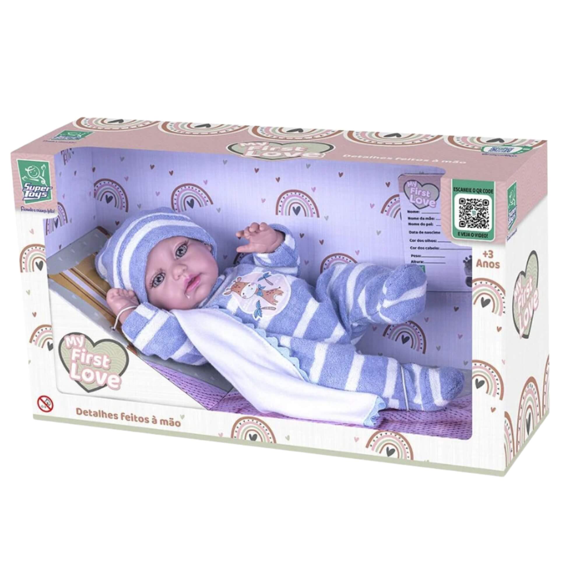 Boneca Bebê My First Love Menino com Acessórios Super Toys - 573