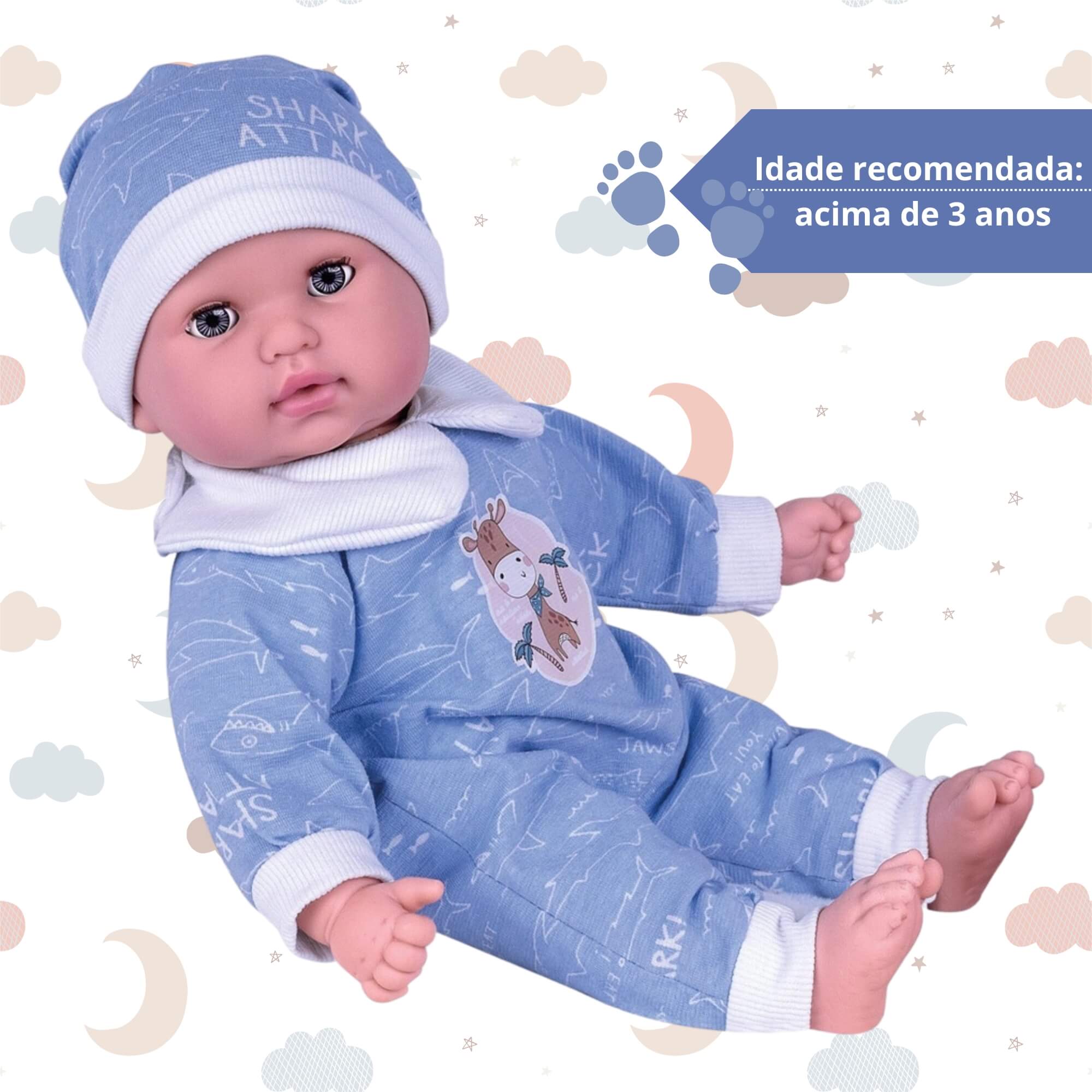 Boneca Mini Coleção Te Amo Bebê Menino Abre e Fecha os Olhos Super Toys - 576