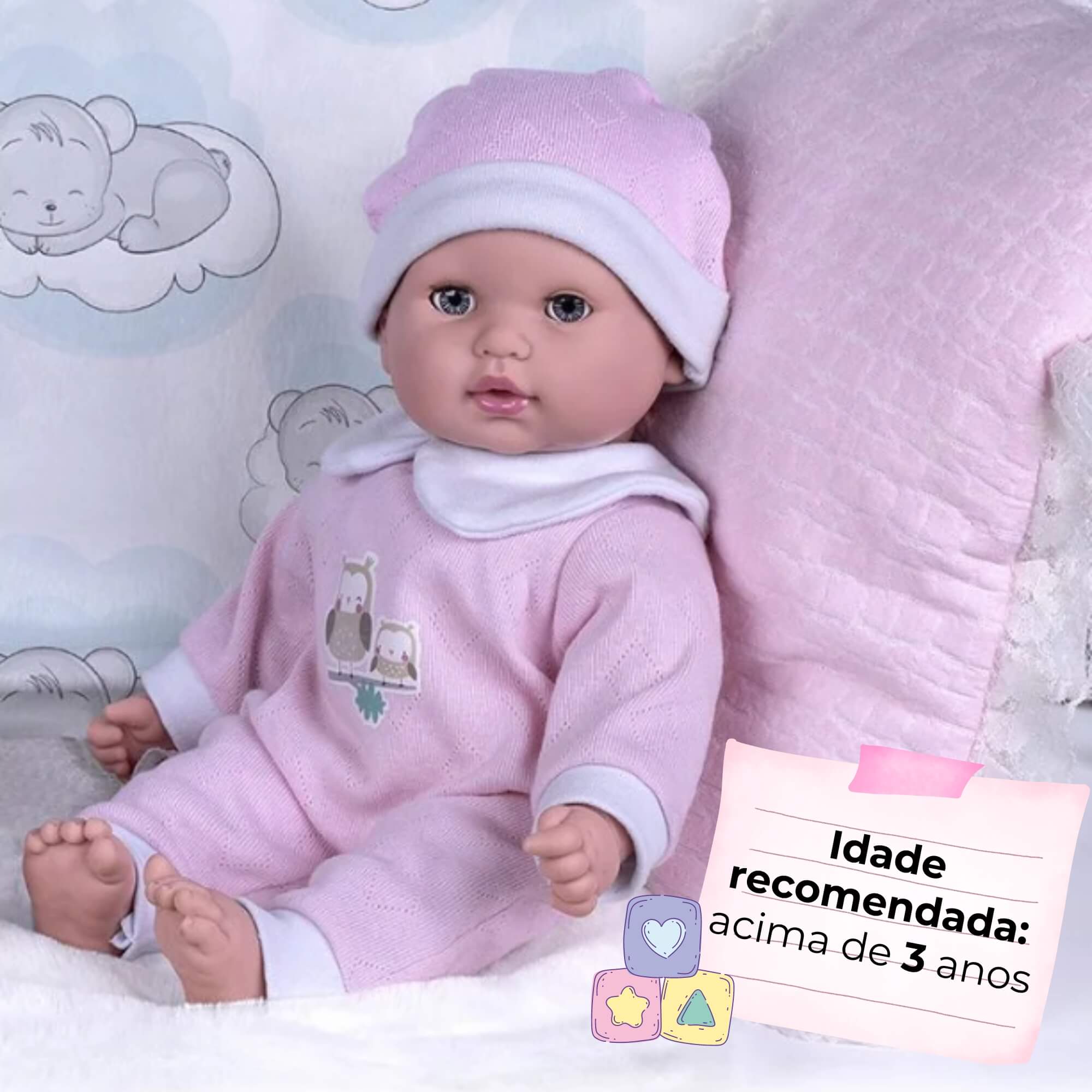 Boneca Coleção Te Amo Bebê Menina Abre e Fecha os Olhos Super Toys - 577