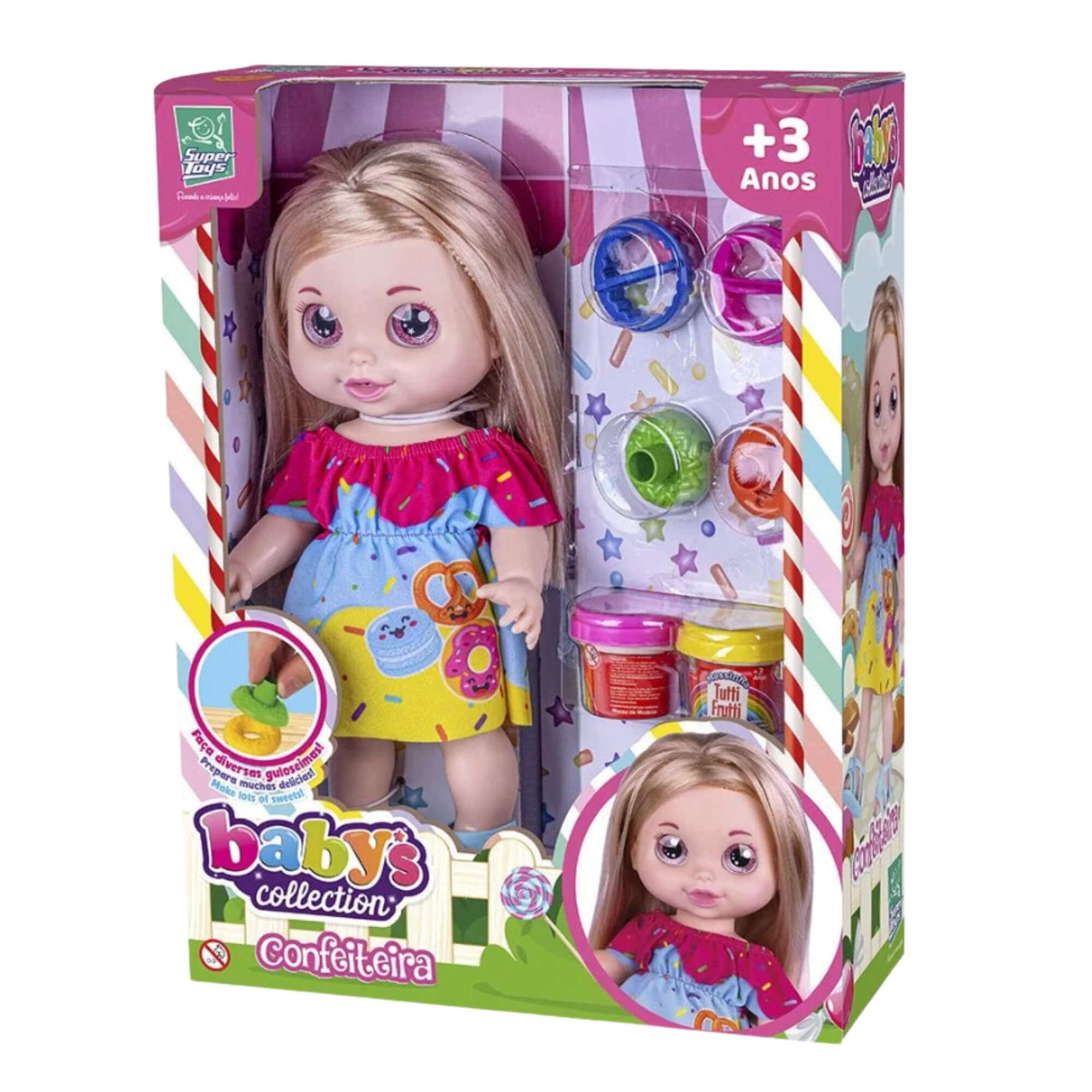 Boneca Babys Collection Confeiteira com Massinha e Acessórios Super Toys - 587