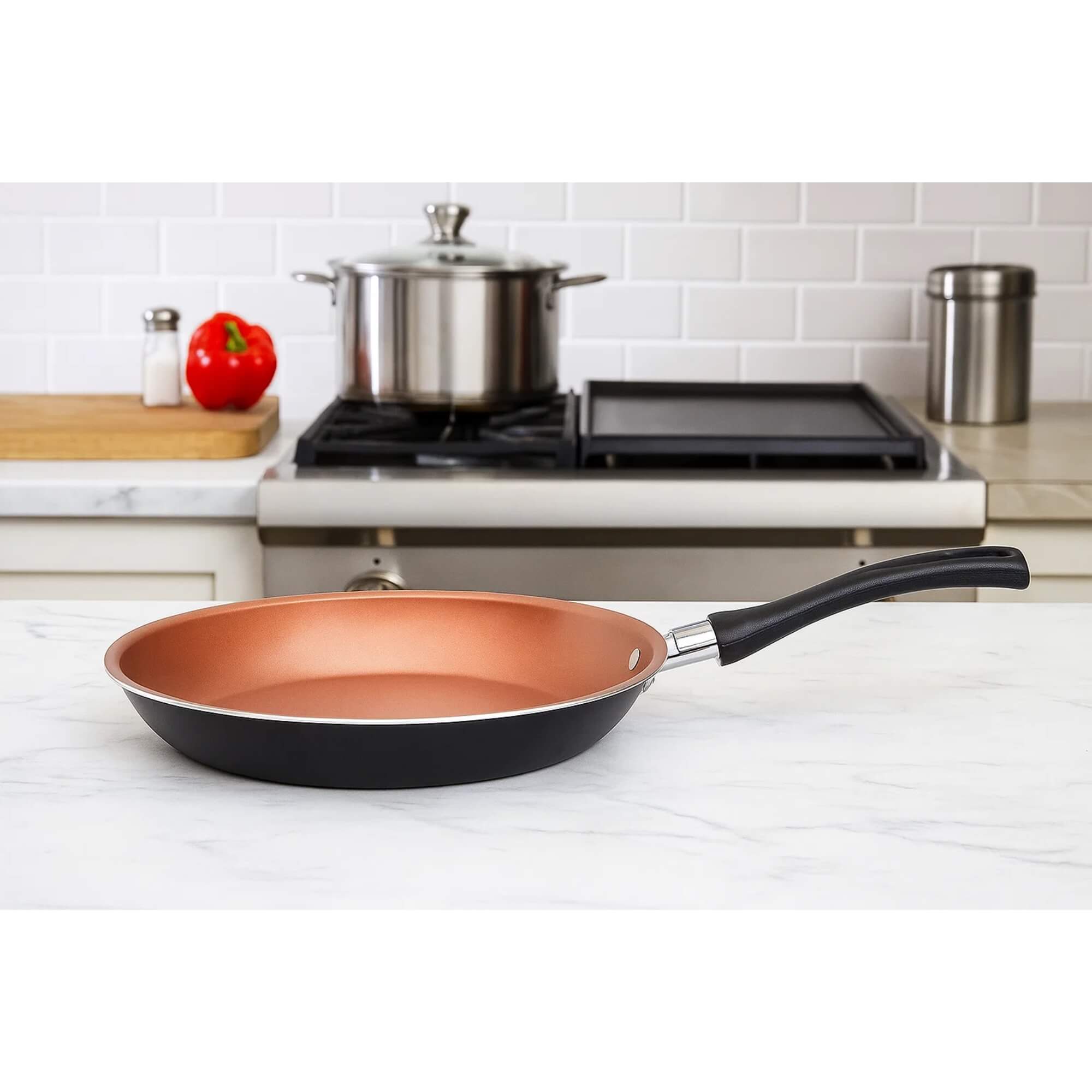 Frigideira 880ml Revestimento Pro-flon Antiaderente Cinza Range Linha Topázio Brinox - 7233/353