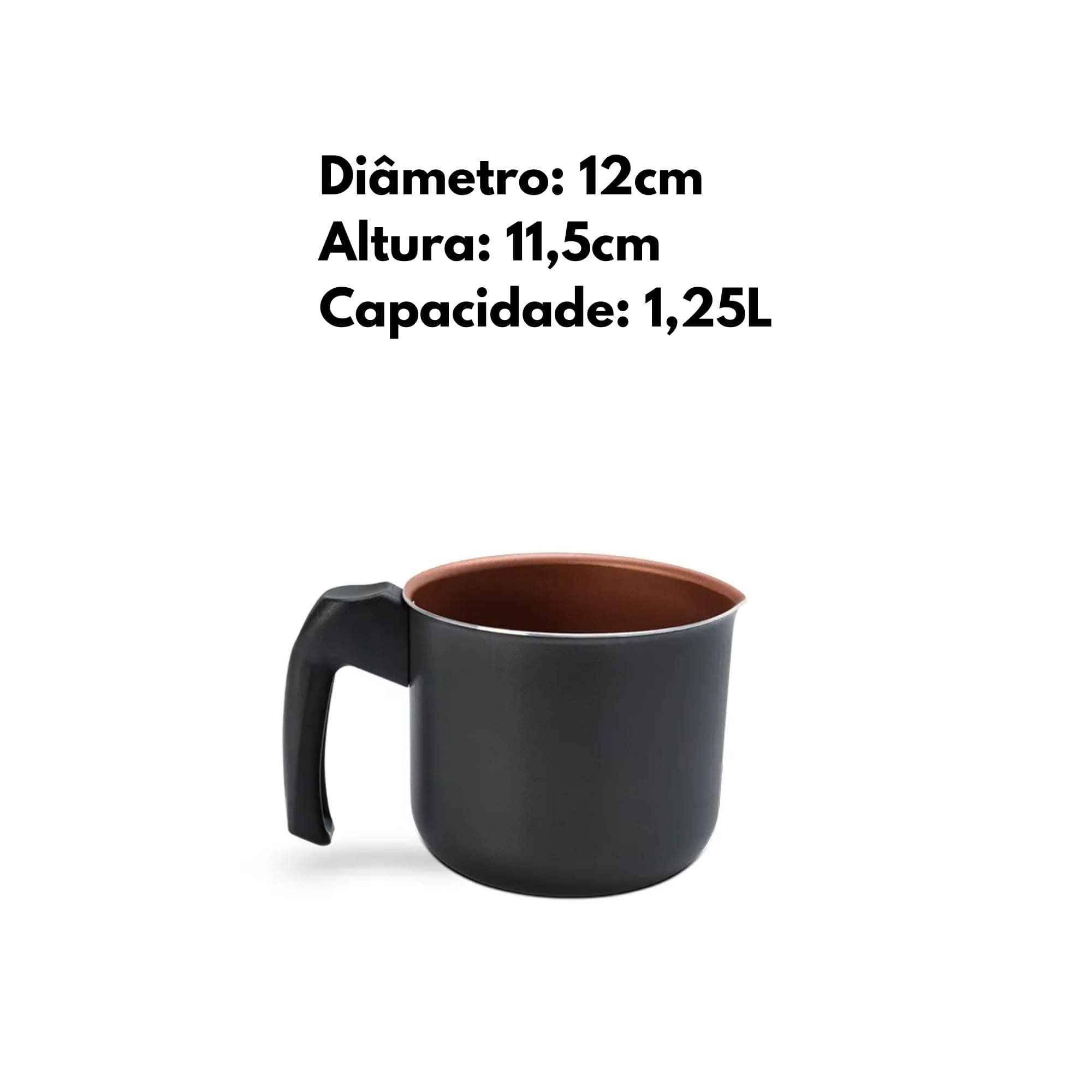 Fervedor 1,25L Revestimento Pro-flon Antiaderente Cinza Range Linha Topázio Brinox - 7233/368