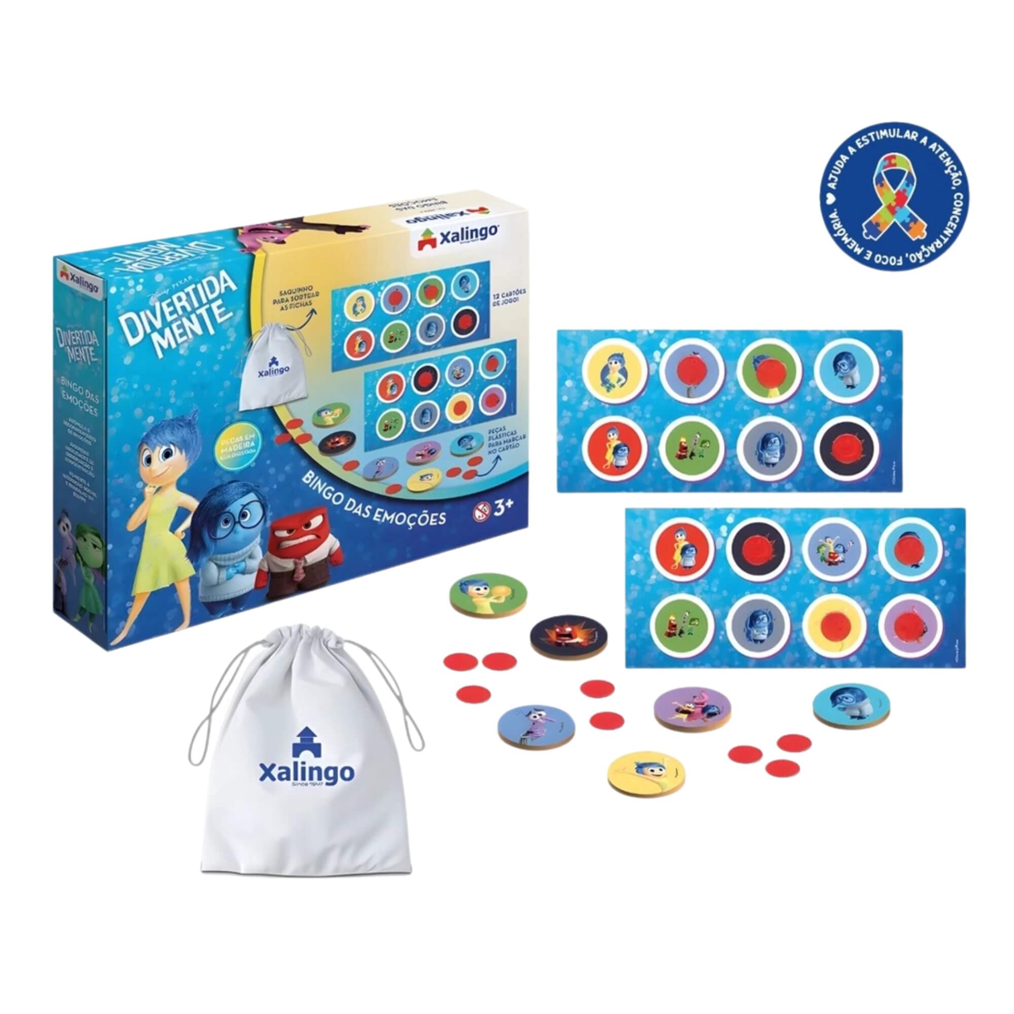 Jogo Infantil Bingo das Emoções Divertidamente 12 Cartas Xalingo - 68587