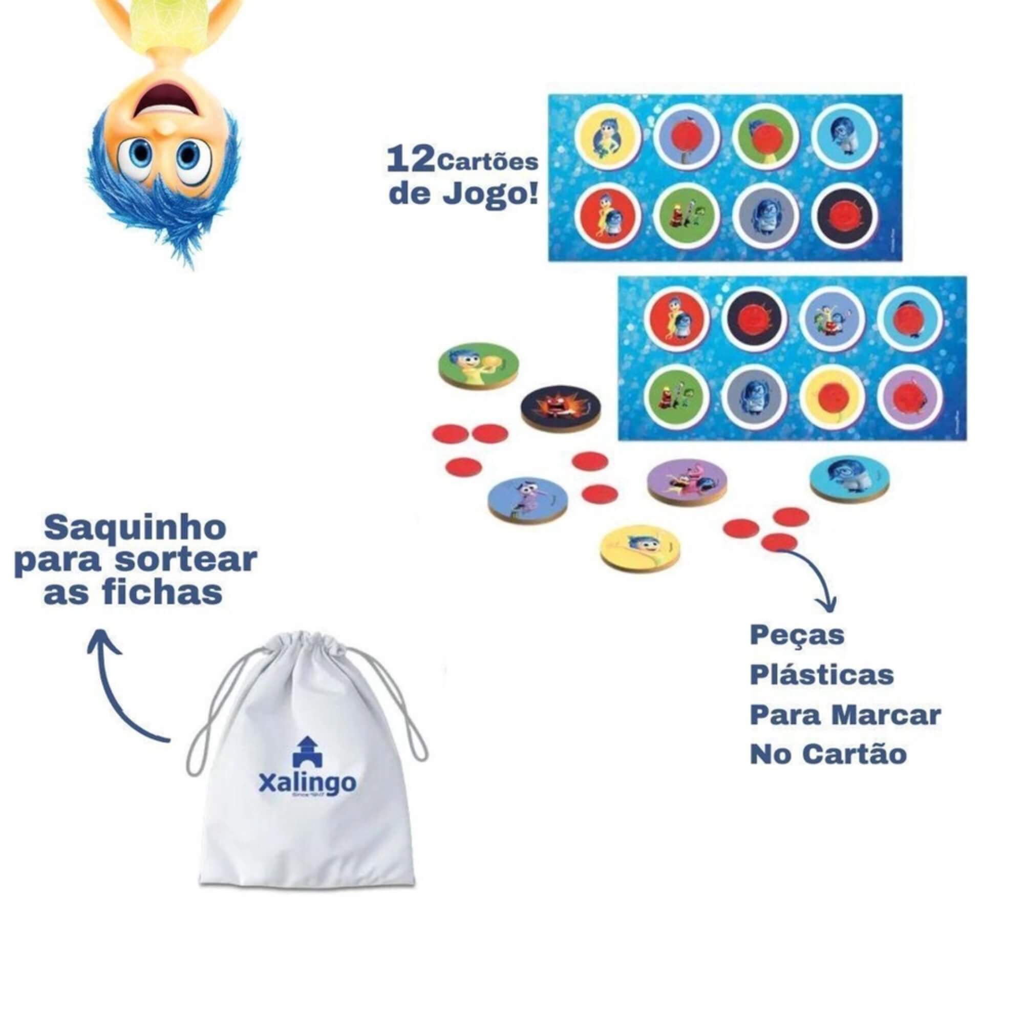 Jogo Infantil Bingo das Emoções Divertidamente 12 Cartas Xalingo - 68587