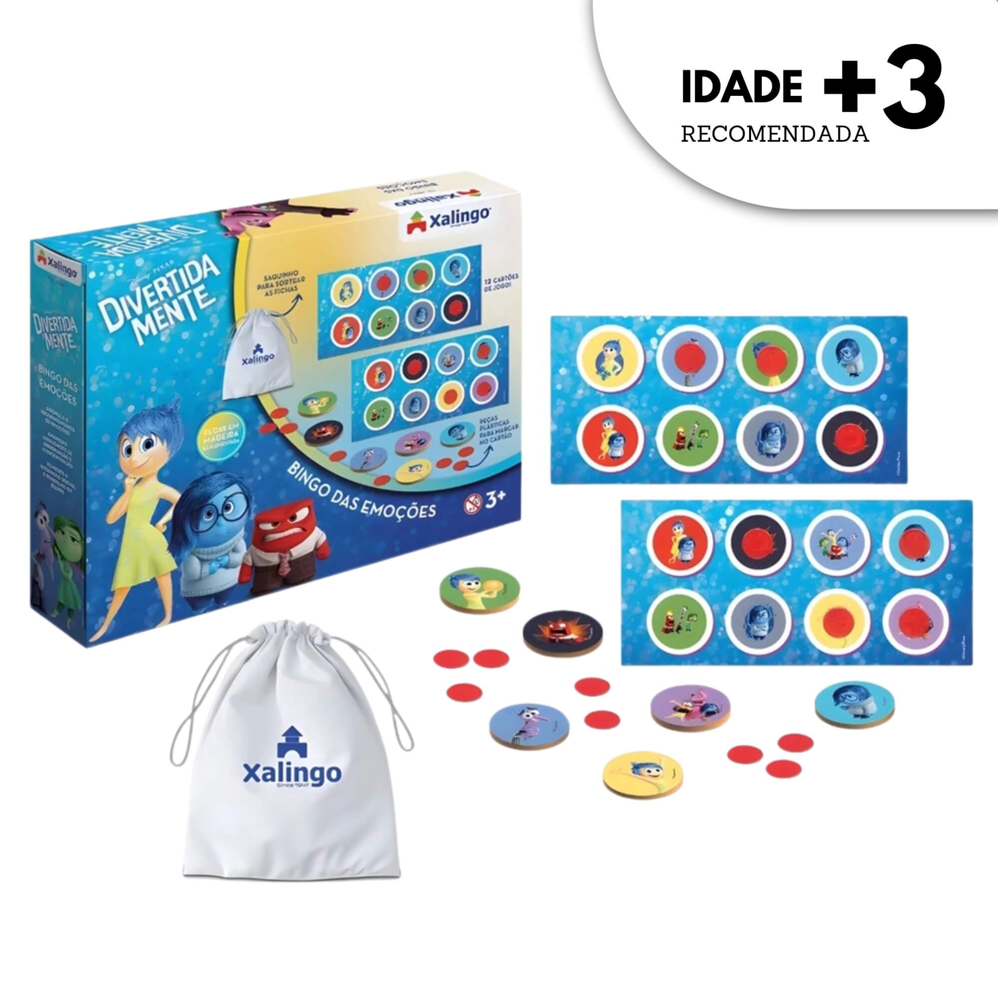 Jogo Infantil Bingo das Emoções Divertidamente 12 Cartas Xalingo - 68587