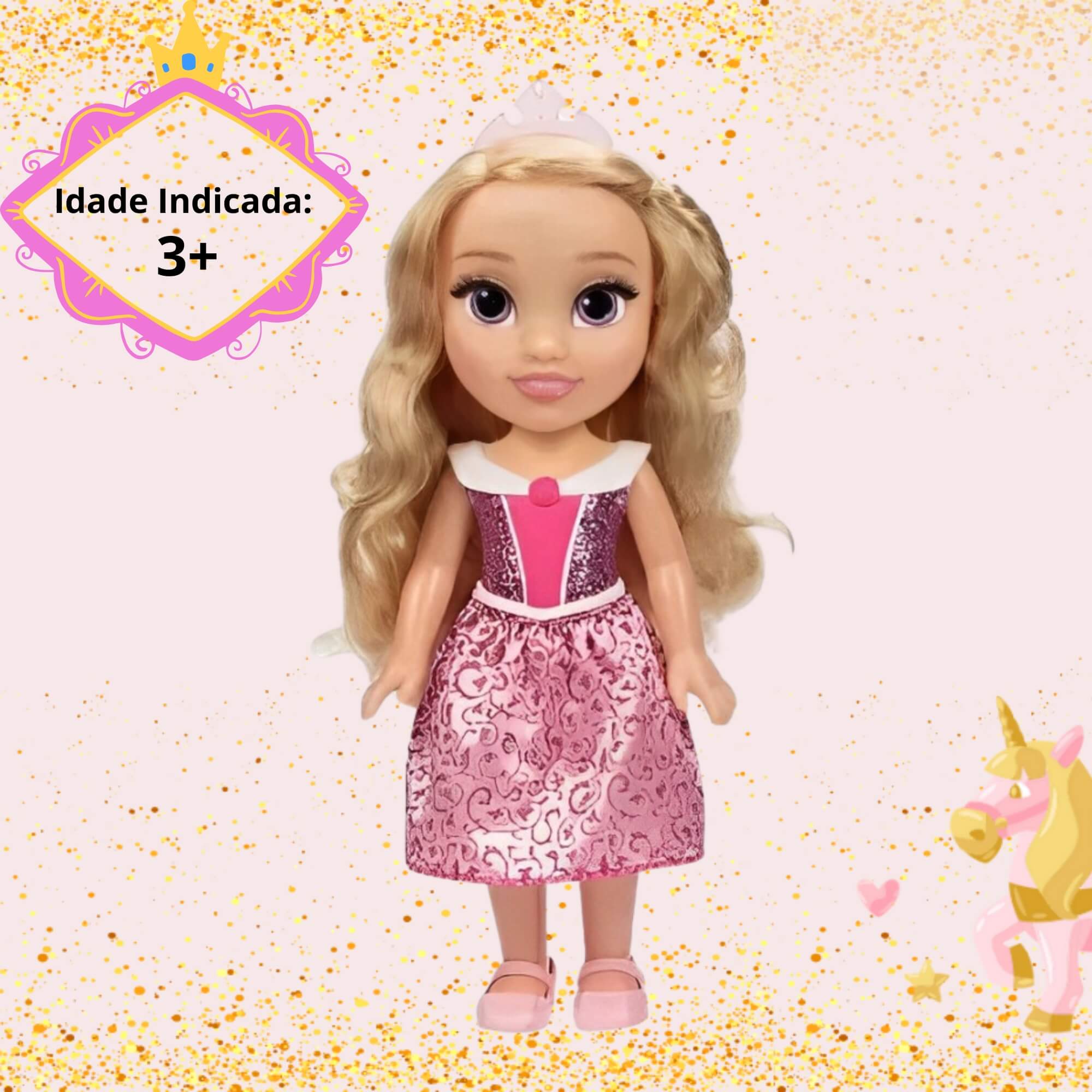 Boneca Toddler Princesas Disney Aurora 38cm Multikids - BR2142
