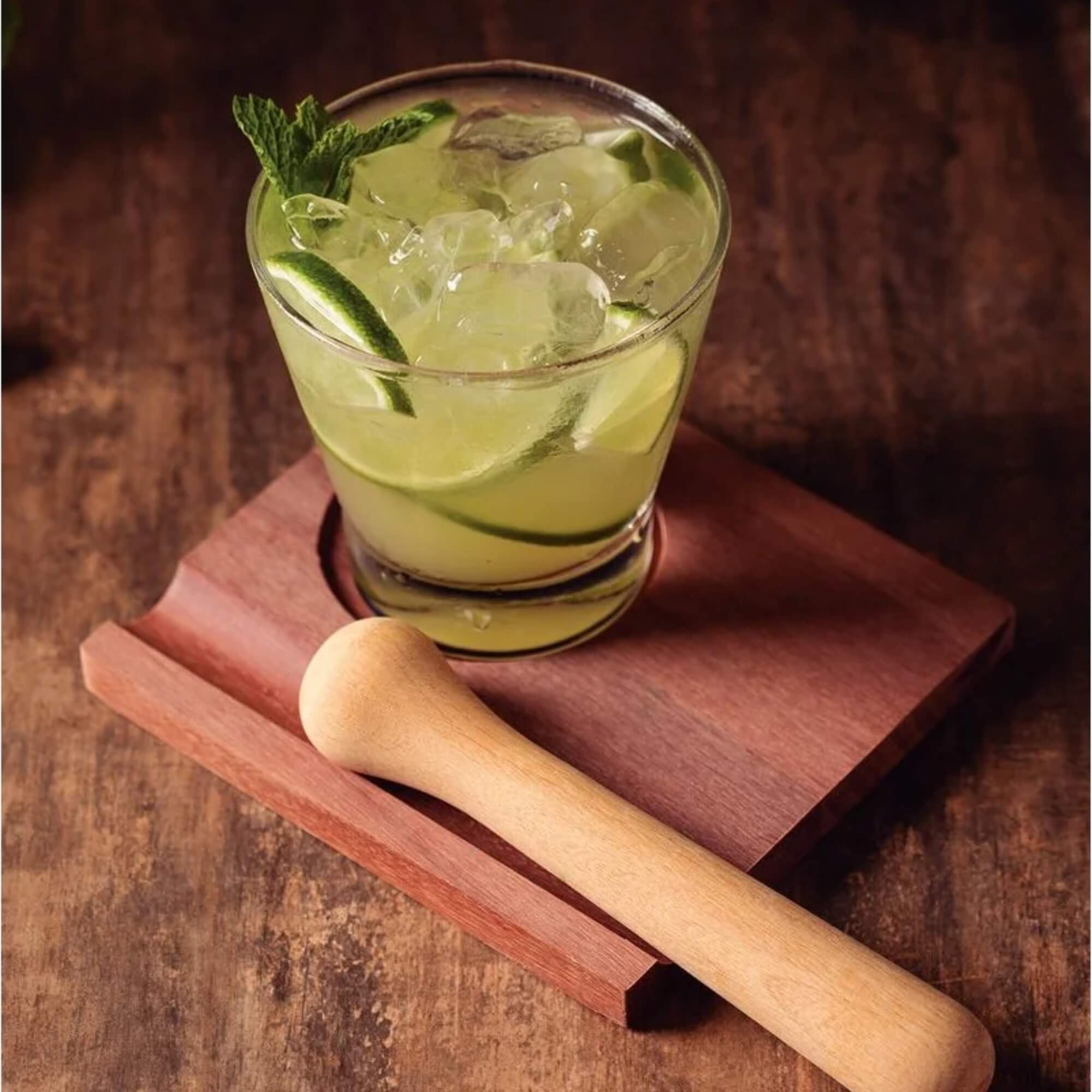 Kit Caipirinha com Tábua, Copo de Vidro e Amassador em Madeira Tramontina - 10239211