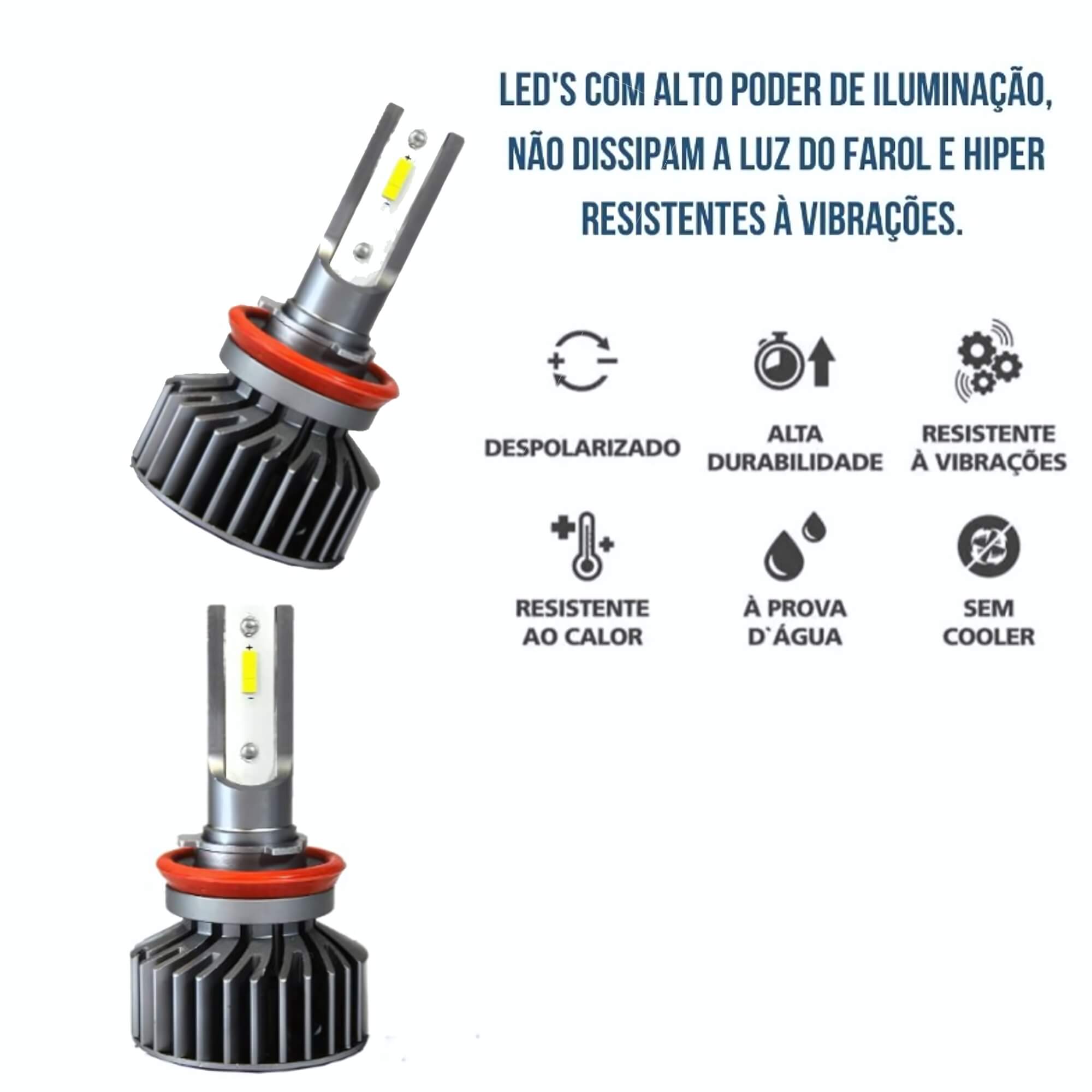 Kit Lâmpadas CC-LOT Lumileds 5.000 Lumens H7 6000k JR8 - JH0CCLOTH7