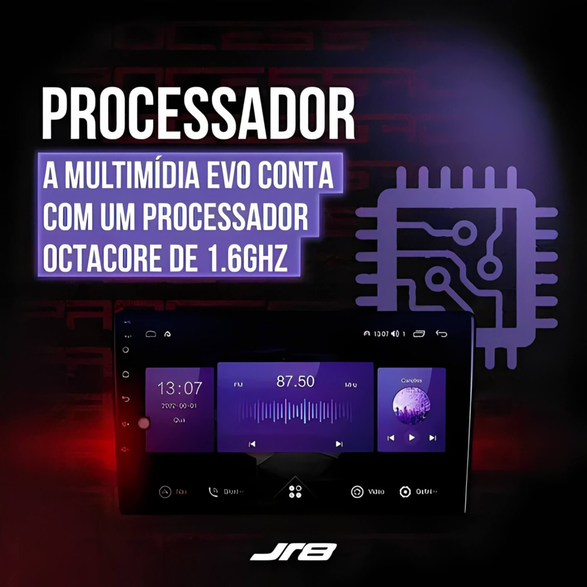 Central Multimídia EVO 4GB/64GB 9" Pol Carplay sem Fio Octacore R8 Tecnology JR8 - JT30MEVO9