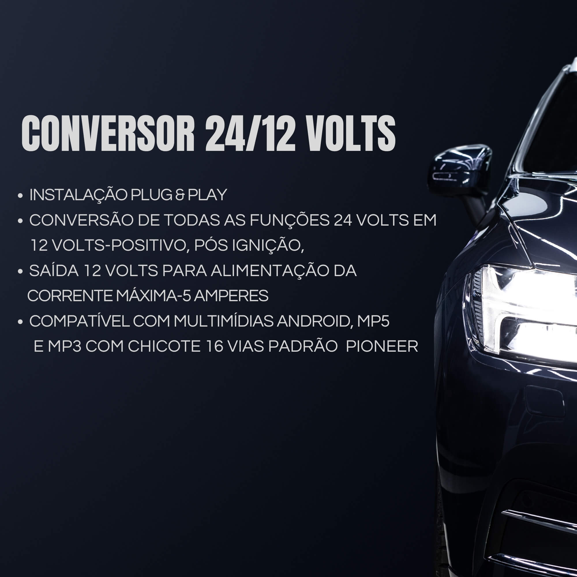 Chicote Transformador Conector Automotivo 12 - 24V 16 Vias JR8 - JT30PC24-12V