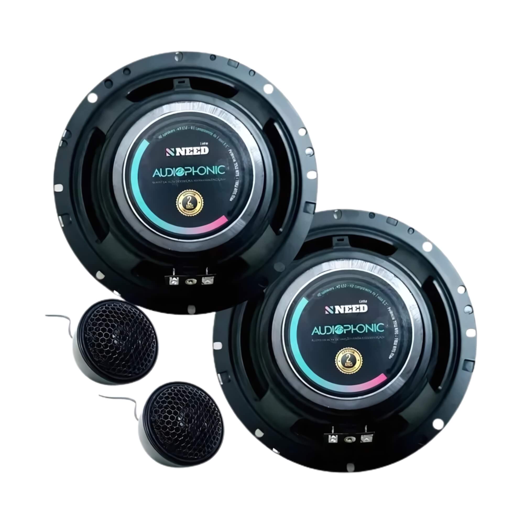 Kit 2 Vias Alto Falante 6,5" Pol Cone de Celulose Tweeter de Seda 4 Ohms Audiophonic - KN 650