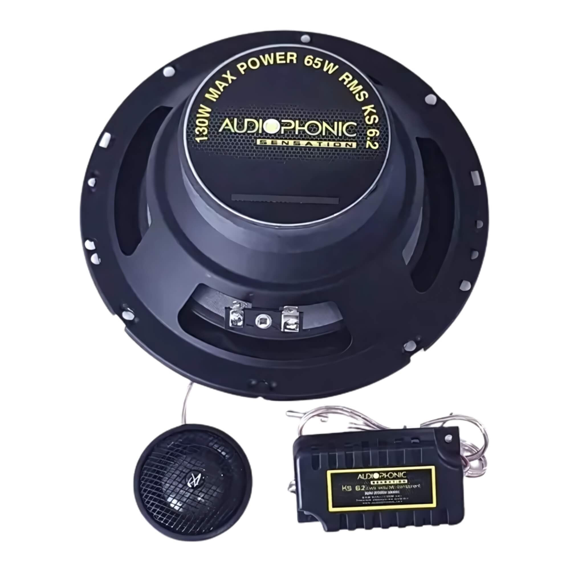 Kit 2 Vias Alto Falante 6,5" Pol  com Cone de Celulose 70hz a 25khz 4 Ohms Audiophonic - KS 6.2