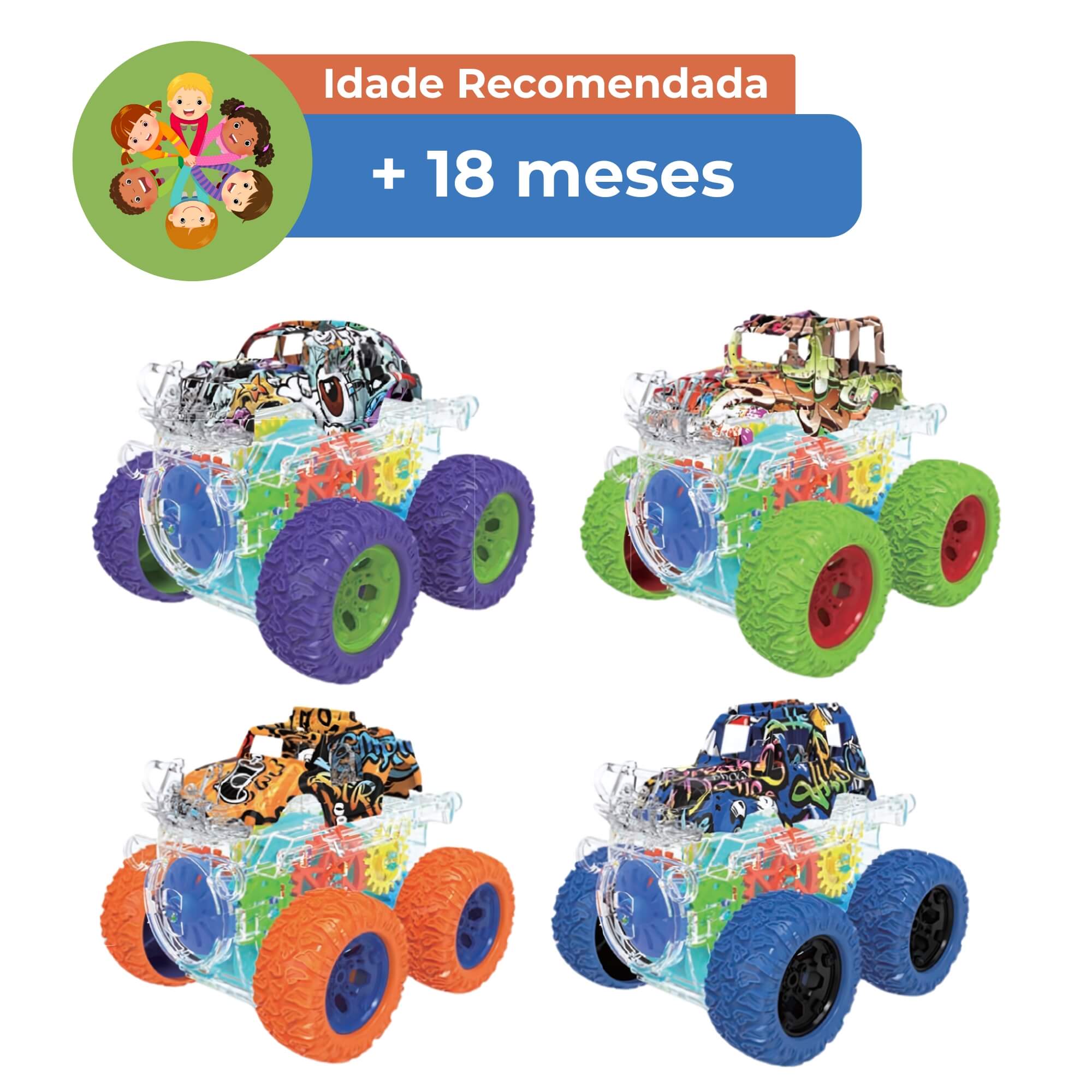 Brinquedo Infantil Carrinho com Engrenagem Sortido e Unitário Coloria - 310407572