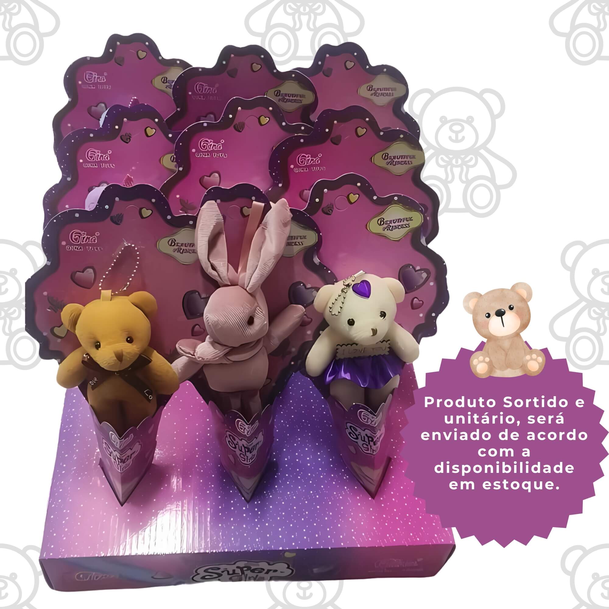 Cone com Animalzinho de Pelúcia Sortido e Unitário Coloria - 429900163