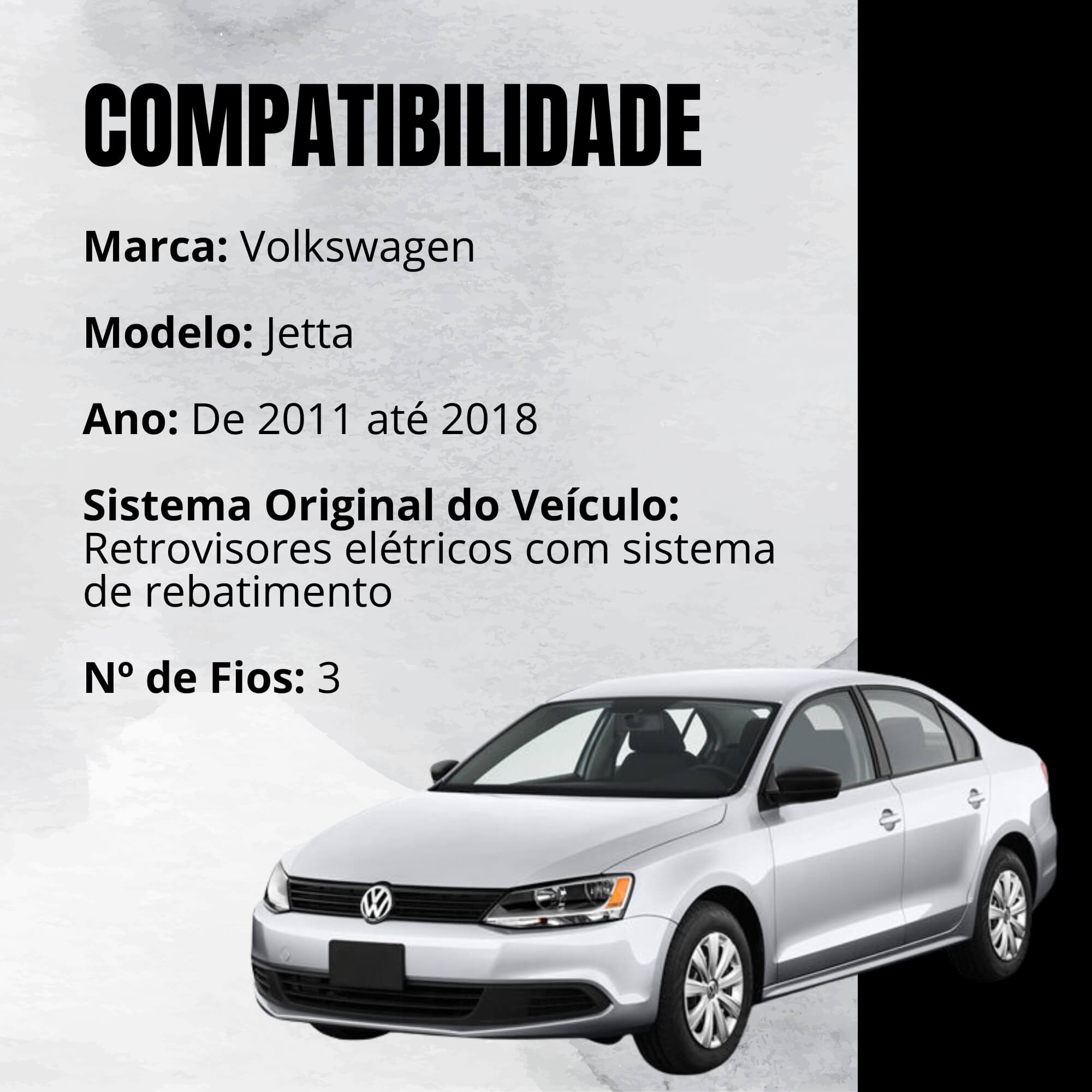 Módulo Automação de Retrovisores Rebatimento compatível com Jetta de 2011-2018 Tury - PARK2.3CY