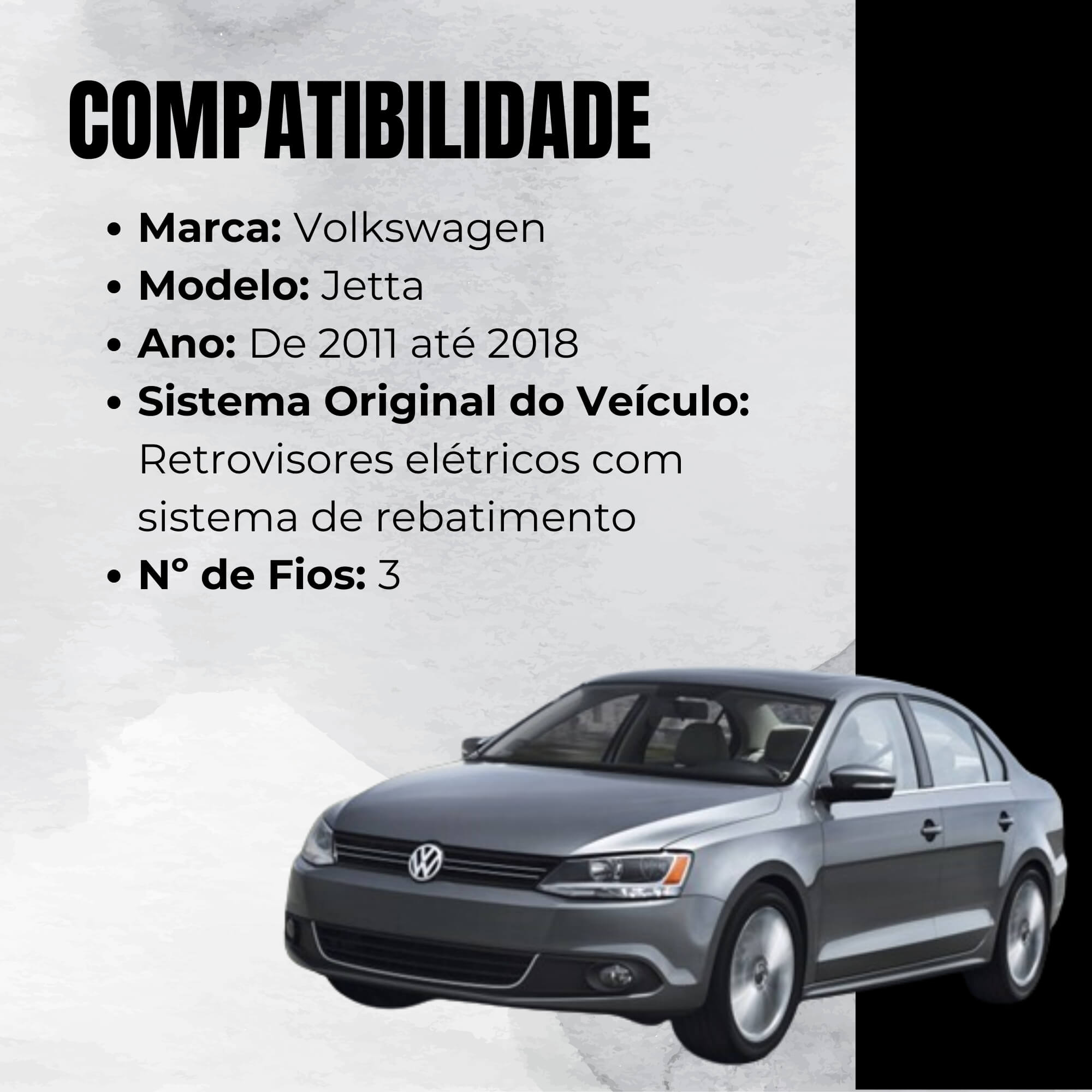 Módulo Automação de Retrovisores Rebatimento compatível com Jetta de 2011-2018 Tury - PARK2.3CY