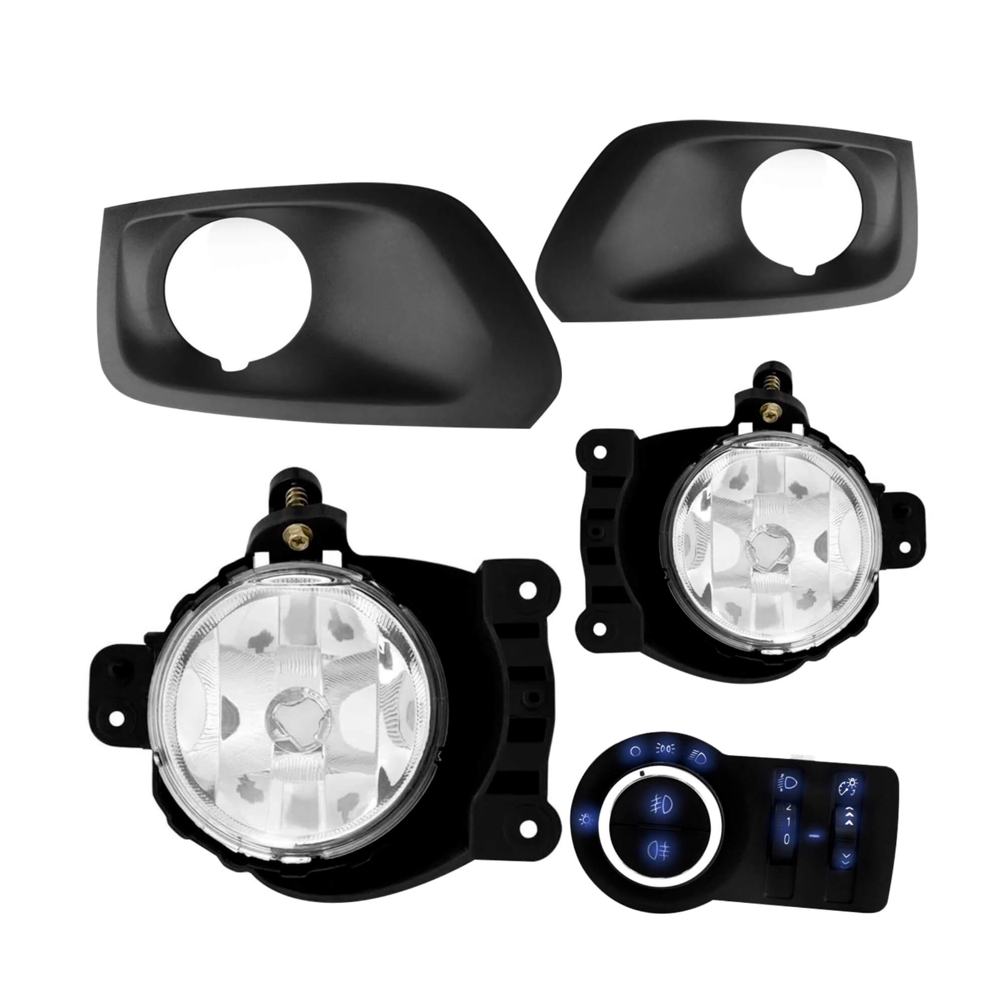 Kit Farol de Milha Onix LT/ Prisma 2017 a 2019 Moldura Preta Botão Bipartido Azul Suits - STS704CV