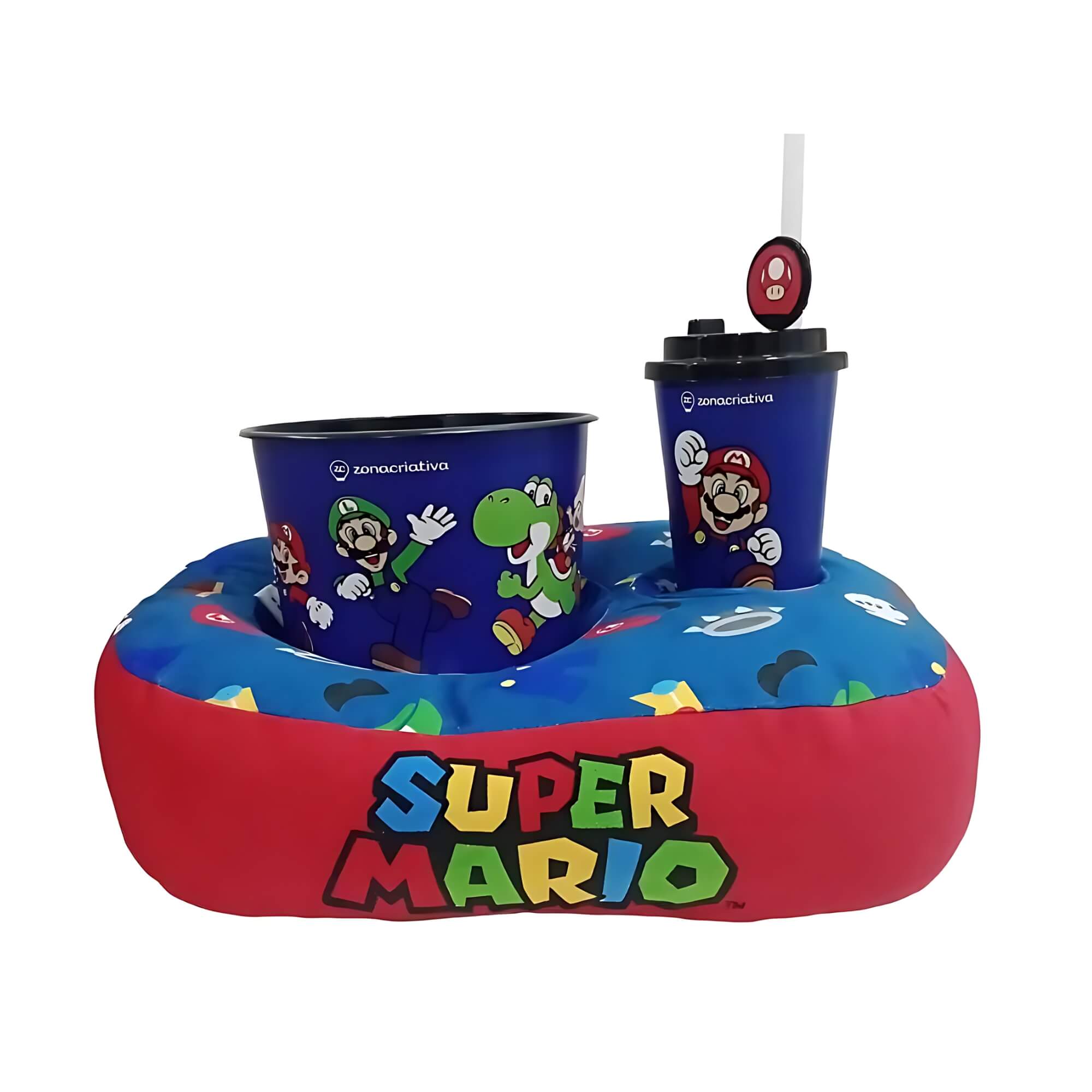 Kit Almofada Pipoca Infantil Fibra Veludo Super Mario Zona Criativa - 10065181