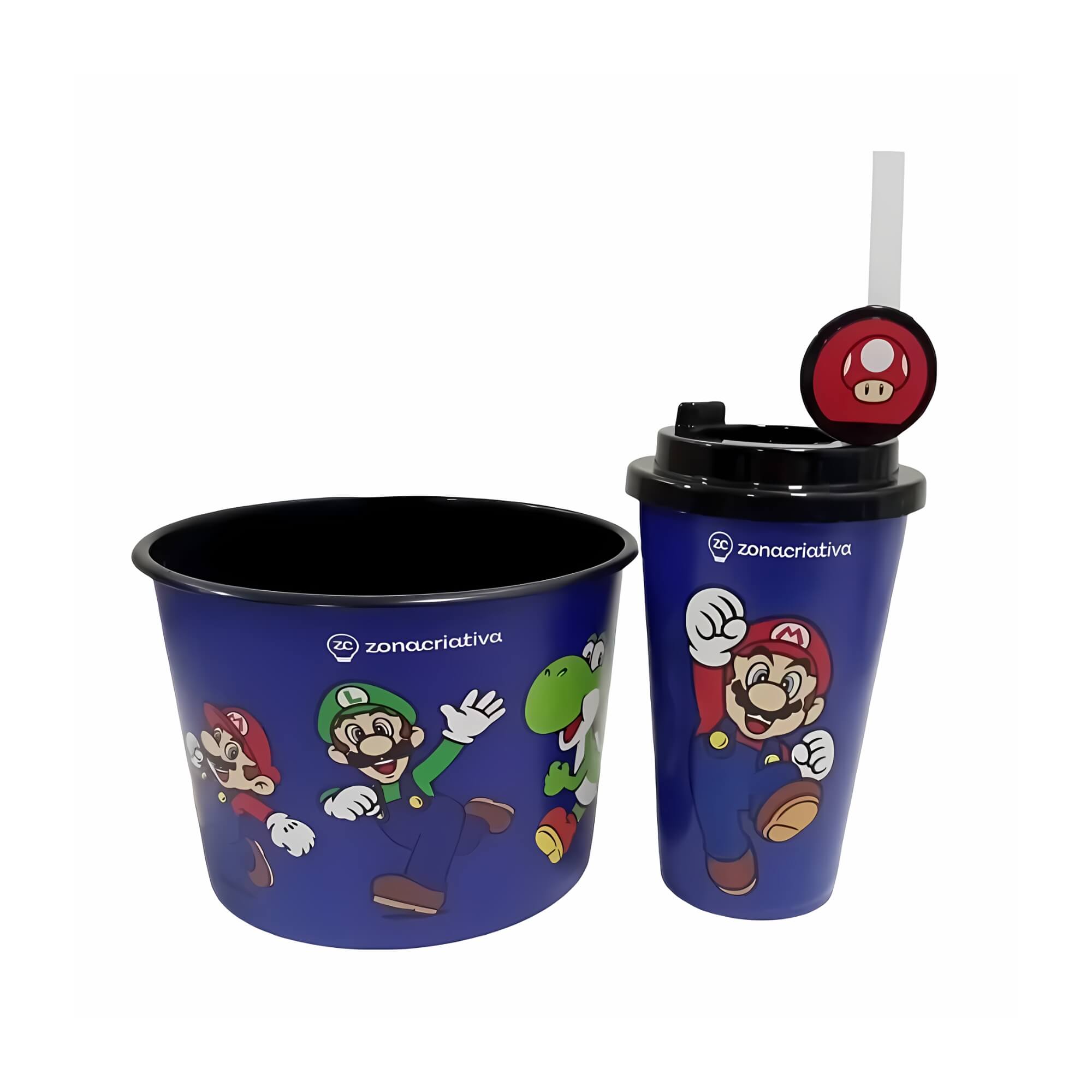 Kit Almofada Pipoca Infantil Fibra Veludo Super Mario Zona Criativa - 10065181