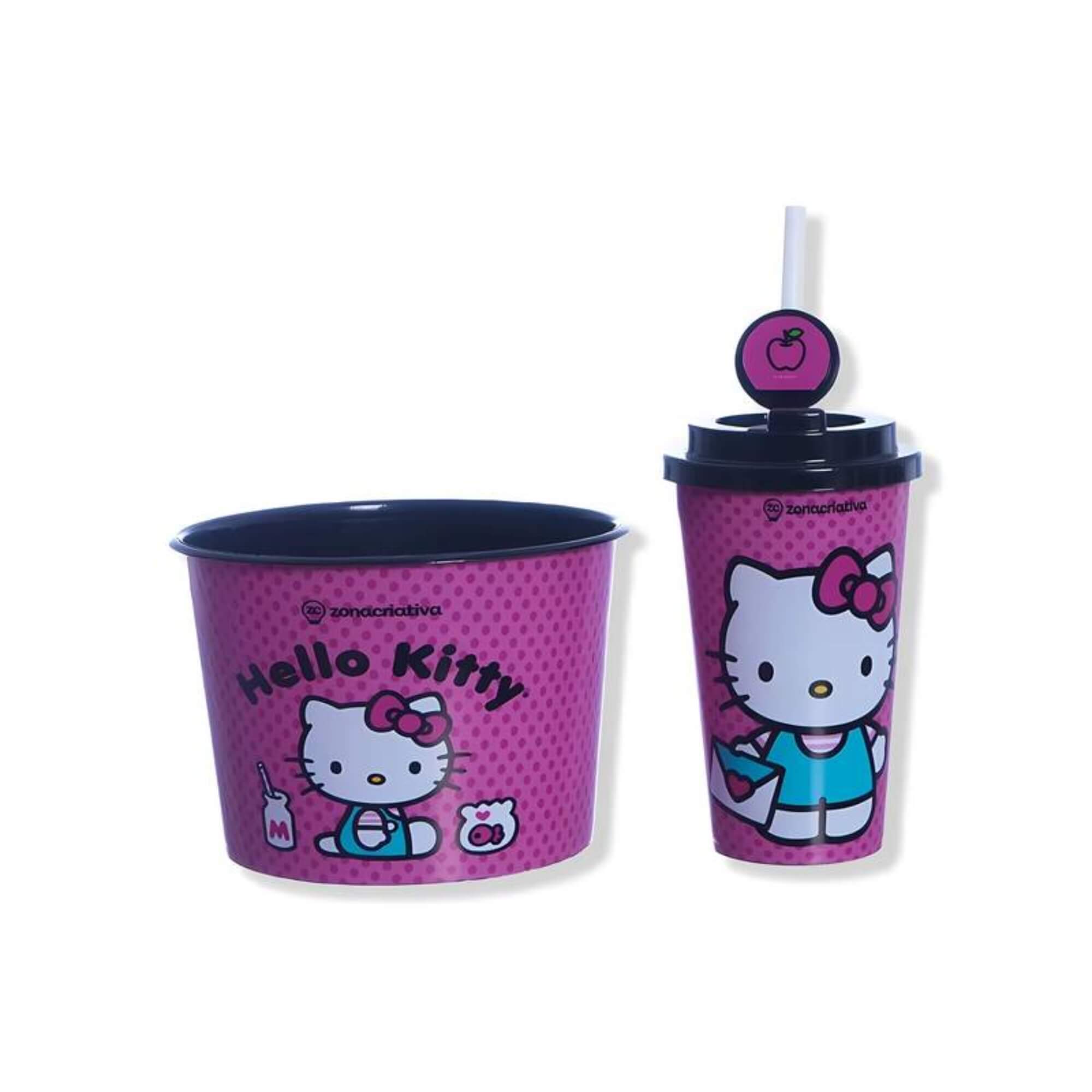 Kit Almofada Pipoca Infantil Hello Kitty Rosa Zona Criativa - 10065279