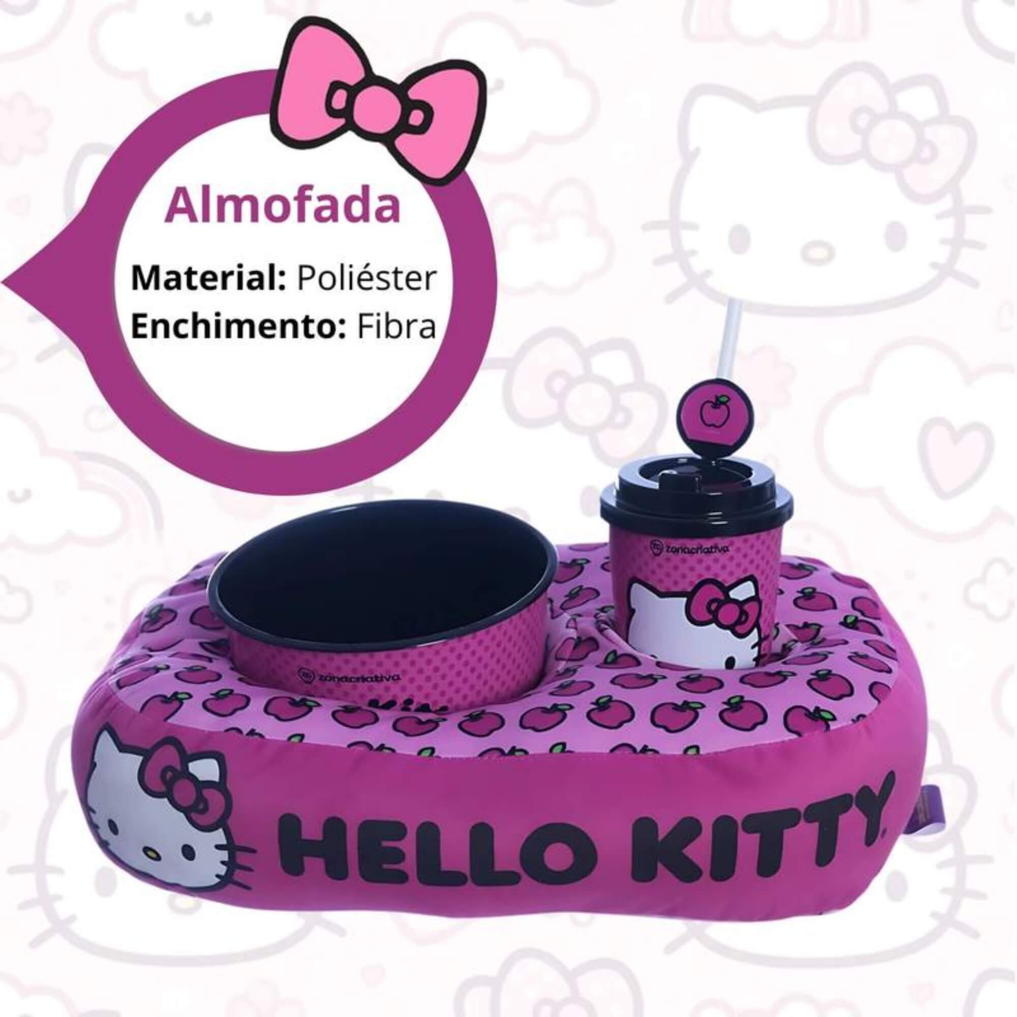 Kit Almofada Pipoca Infantil Hello Kitty Rosa Zona Criativa - 10065279
