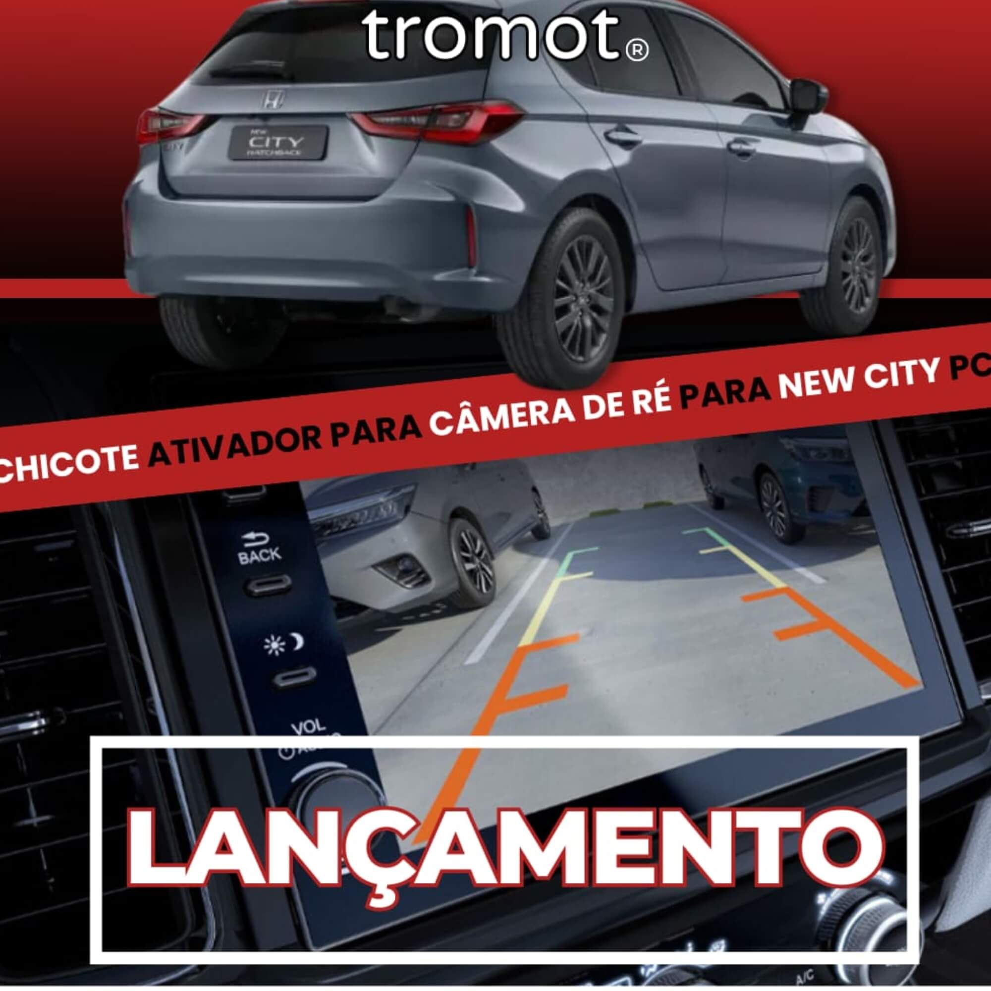 Chicote para Câmera de Ré New City 2024 versão PCD TCA01 Tromot - TCA01