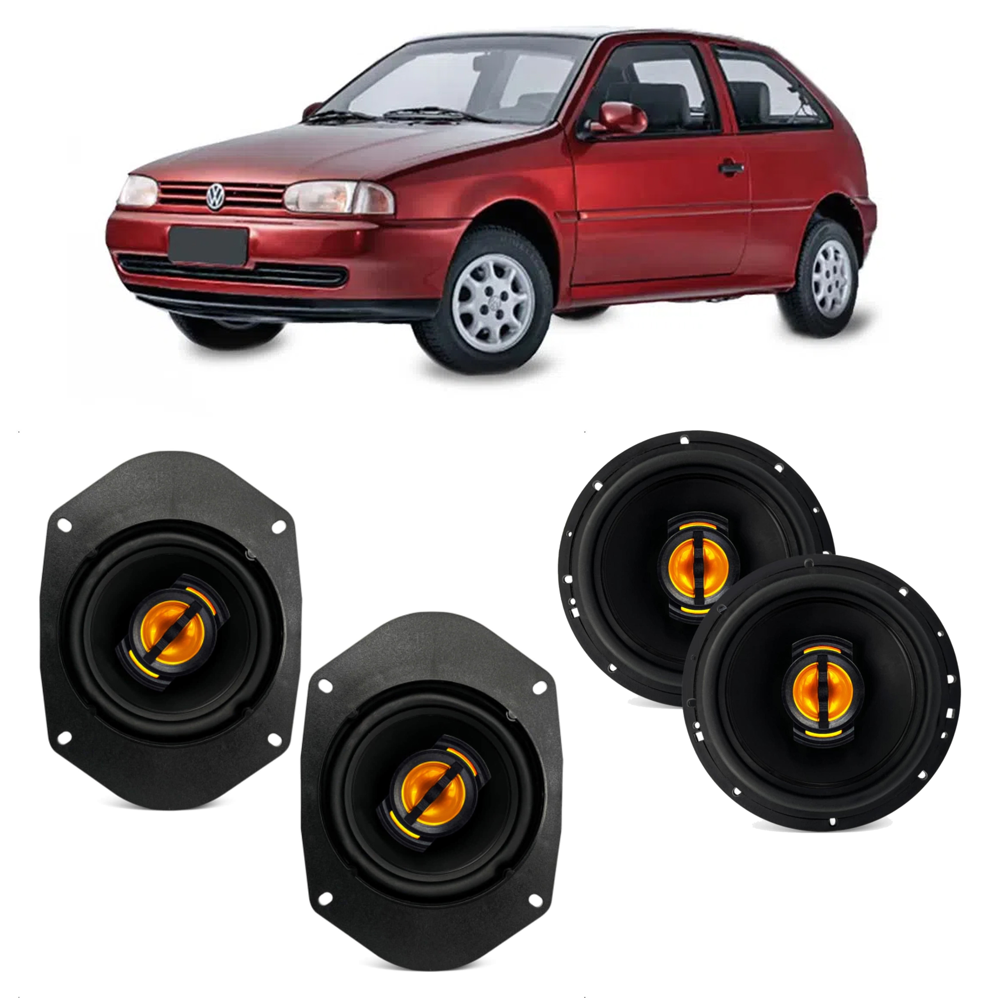 COMP Kit Alto Falante Gol G2 1995 a 2005 6 Polegadas e 5x7 Polegadas 220w Leson
