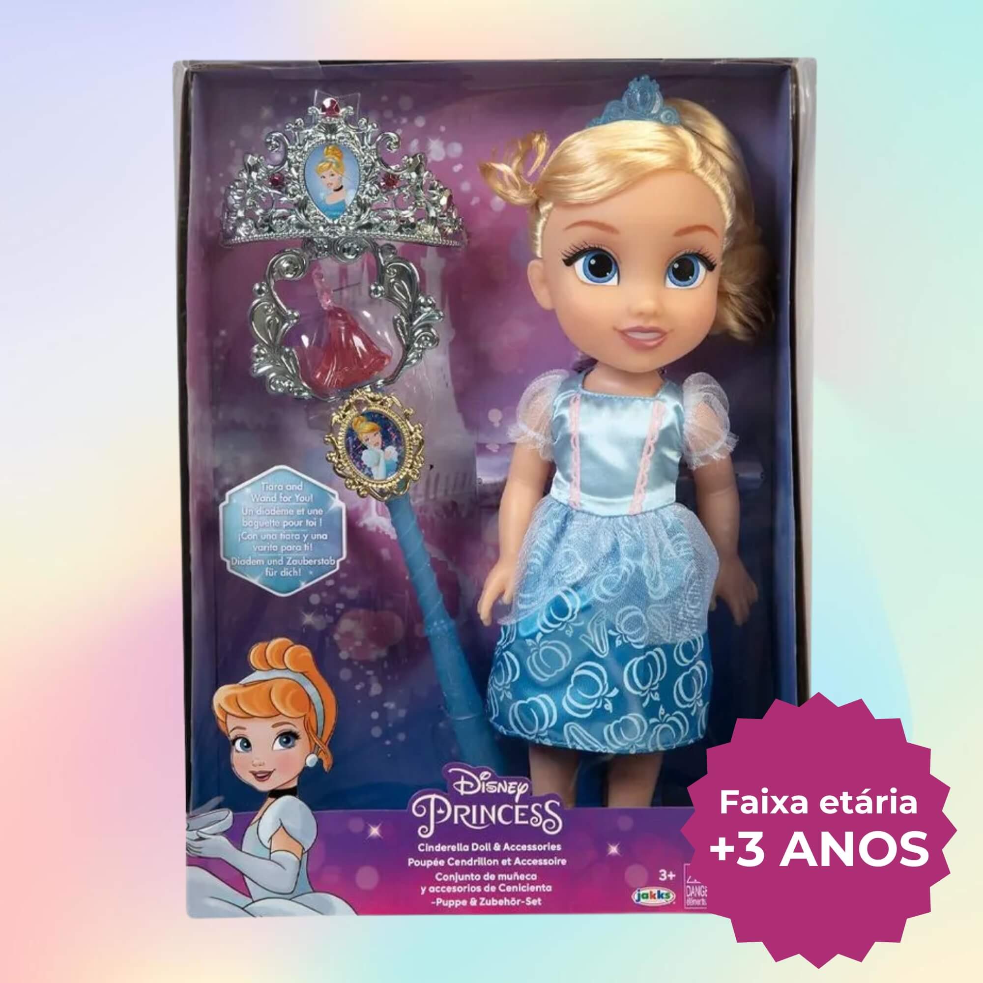 Boneca Infantil Princesas da Disney Cinderella com Varinha Multikids - BR1926