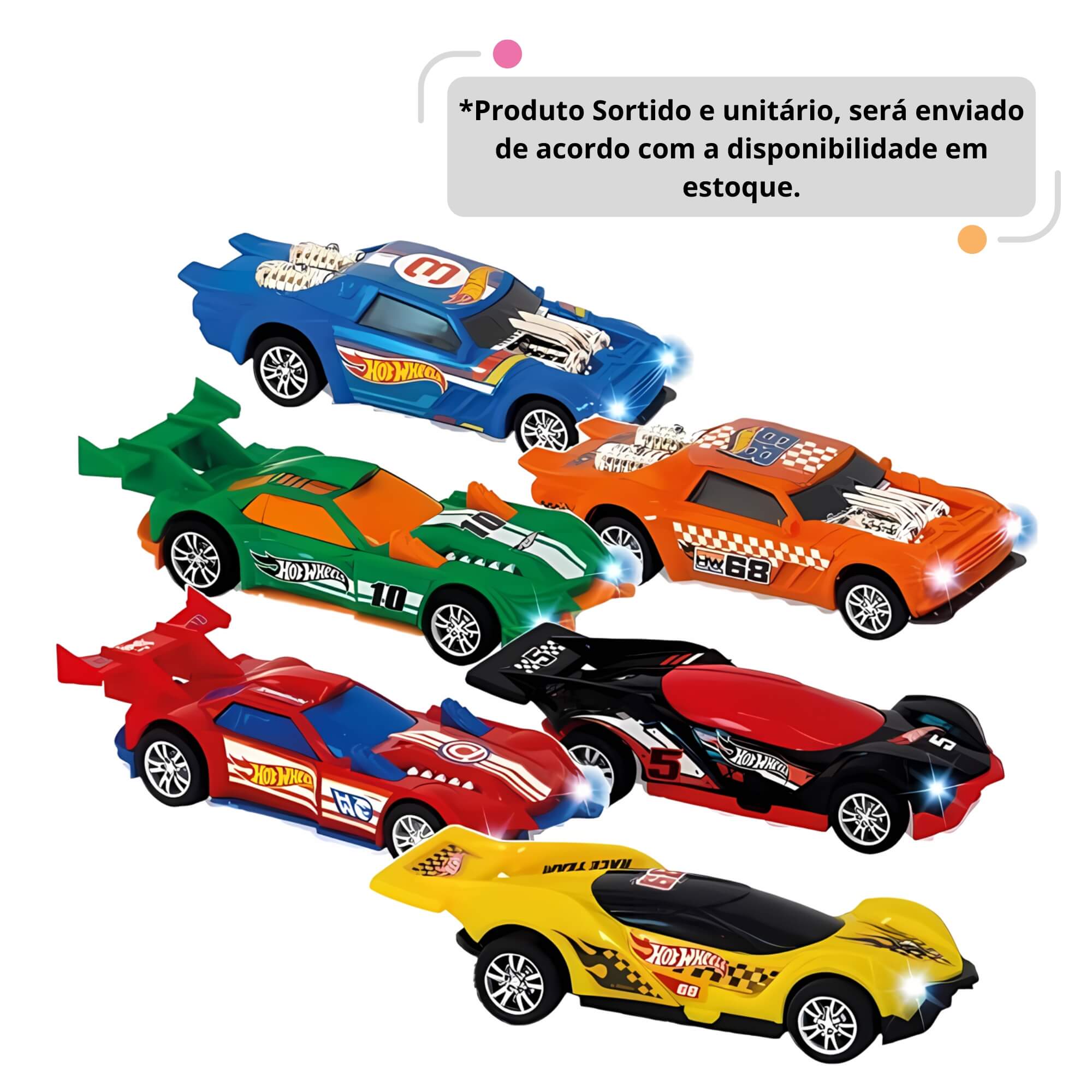 Brinquedo Infantil Carrinho de Fricção Hot Wheels Fast Racer Sortido e Unitário Multikids -BR2084
