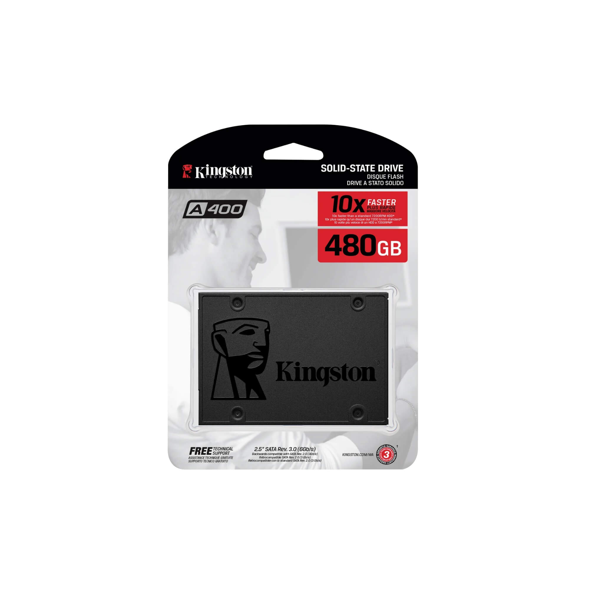 SSD Kingston A400 480GB Sata III 6Gb/s 2,5'' 500MB Kingston - SA400S37/480GB