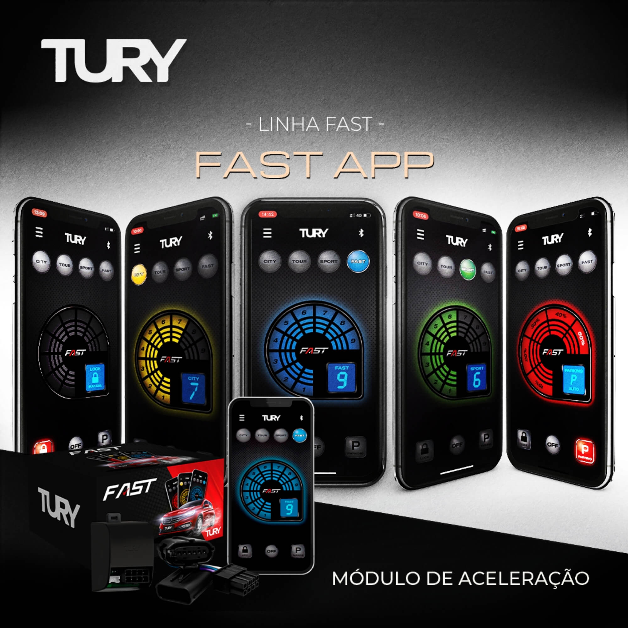 Módulo Variador de Avanço de Aceleração compatível c/ Sandero/Logan/Duster Tury - FAST_MAX_5.0S