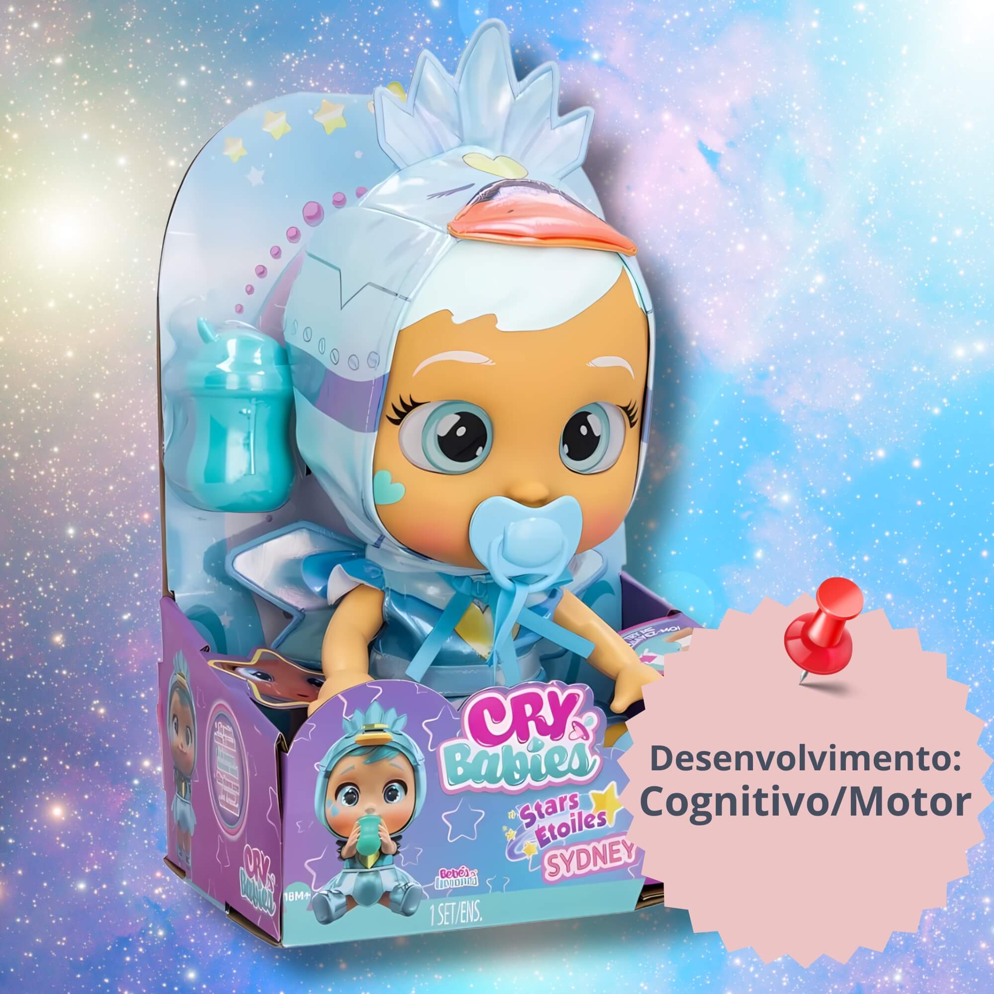 Boneca Infantil Cry Babies Stars Sydney com Olhos que Brilham Multikids - BR2238