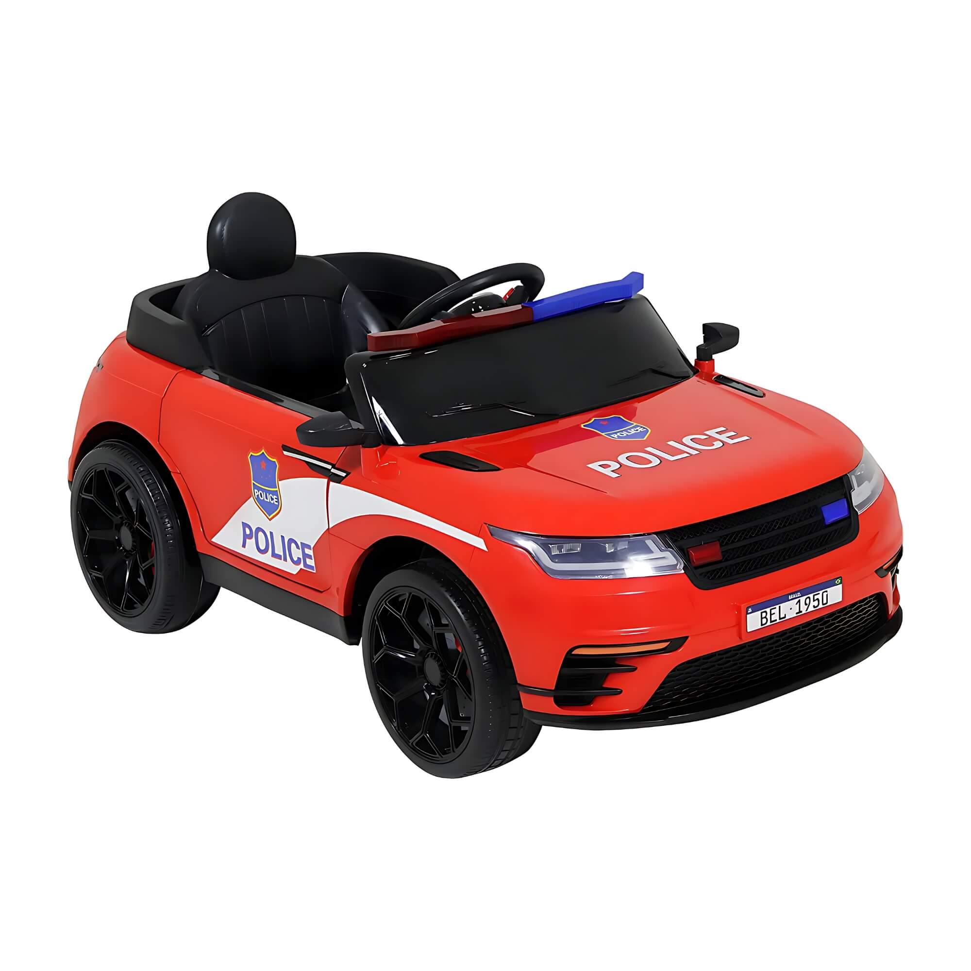 Carrinho Elétrico Polícia Drift 12V Vermelho c/ Controle Remoto p/ Crianças até 30 Kg Bel-936304