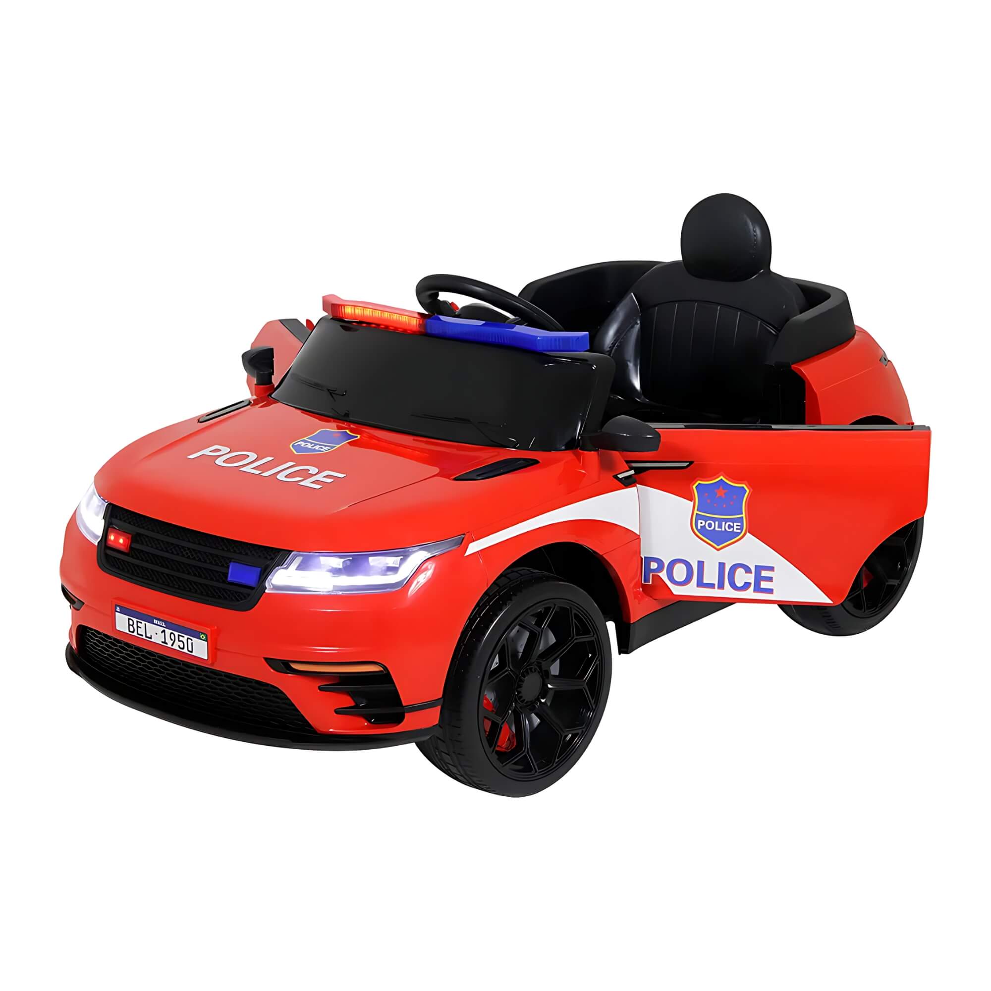 Carrinho Elétrico Polícia Drift 12V Vermelho c/ Controle Remoto p/ Crianças até 30 Kg Bel-936304