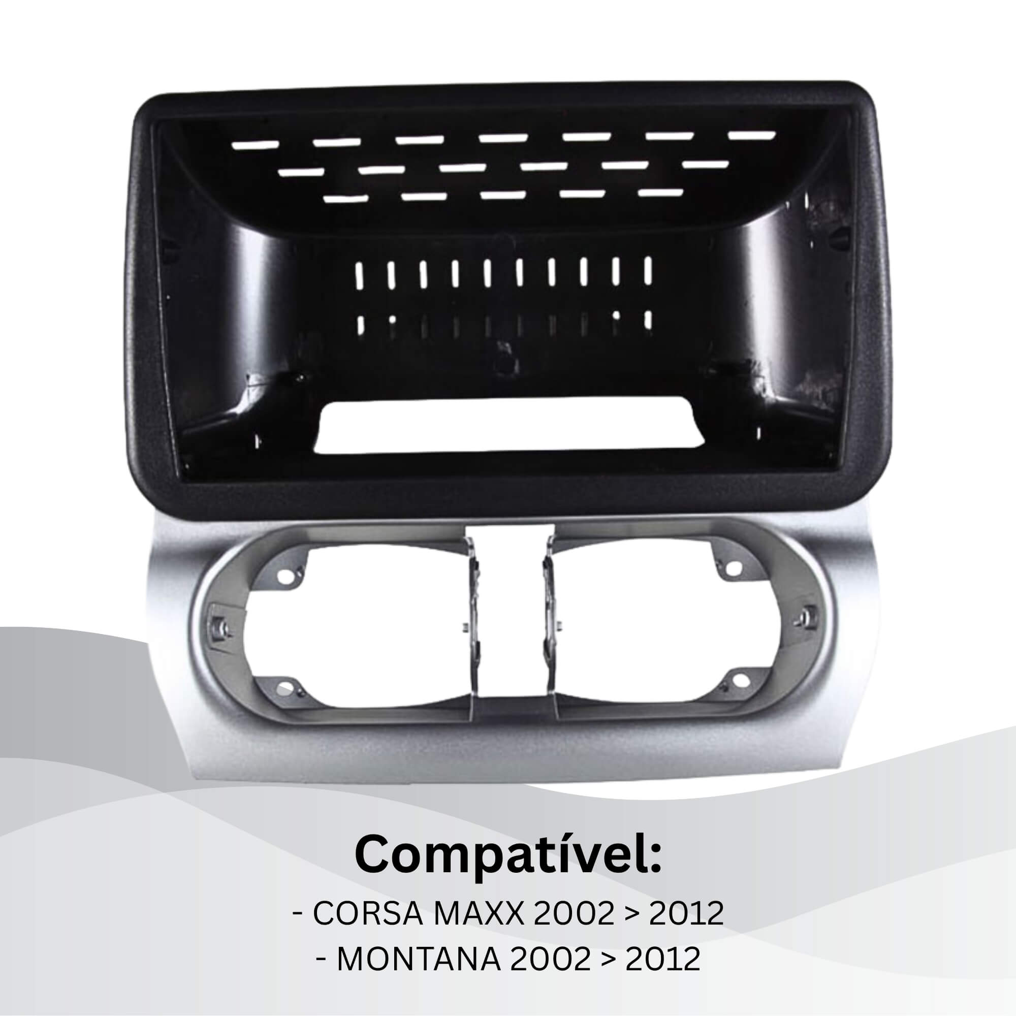 Moldura 9" Polegadas Preto c/ Prata compatível c/ Corsa Maxx e Montana 2002-2012 Expex - EPX9GM026