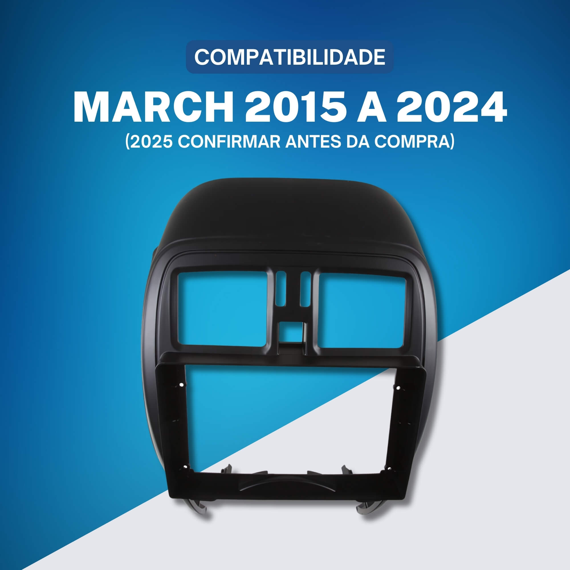 Moldura 9" Polegadas Preta compatível com Nissan March a partir de 2015 Expex - EPX9NS003