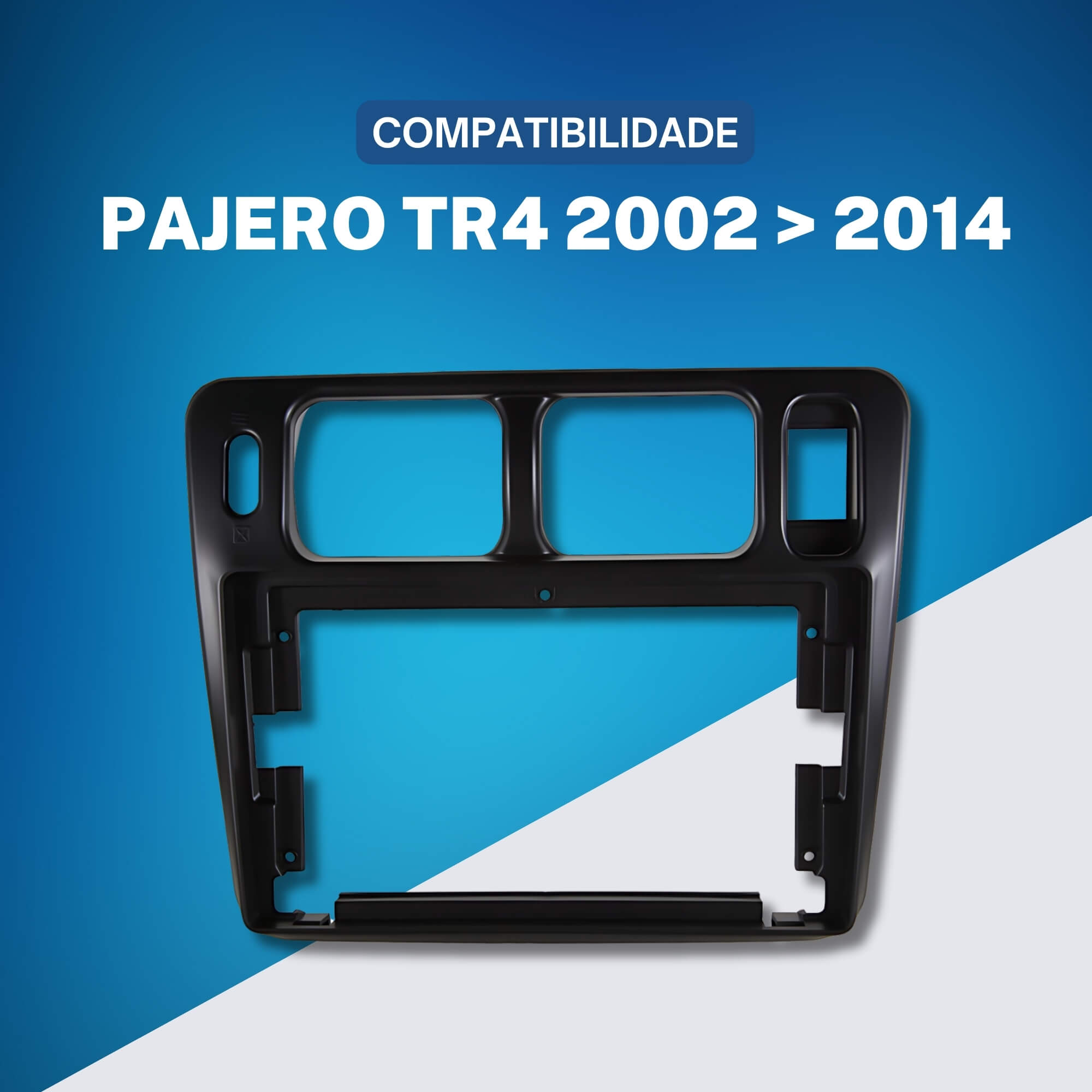 Moldura 9" Polegadas Preta compatível com Mitsubishi Pajero TR4 2002 a 2014 Expex - EPX9MT008