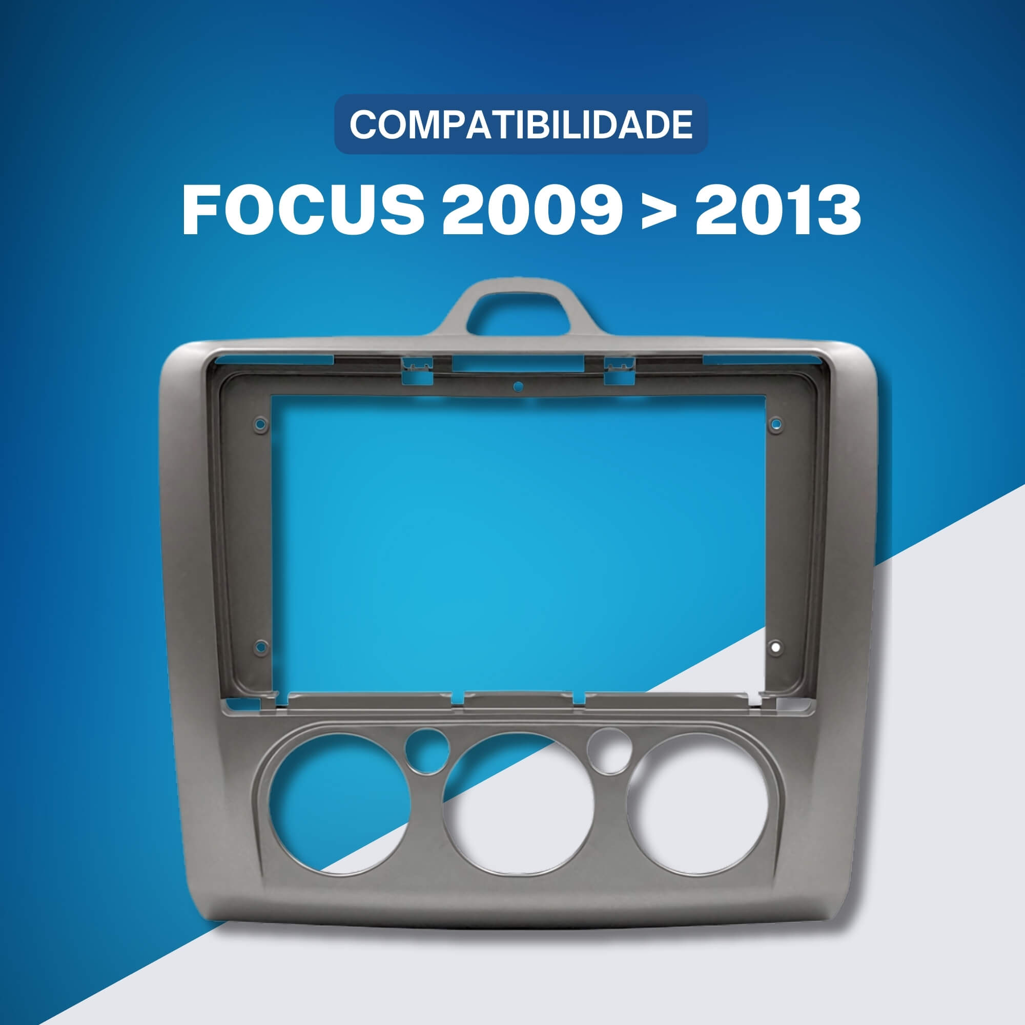 Moldura 9" Polegadas Prata compatível com Ford Focus 2009 a 2013 Padrão Chinês Expex - EPX9FD006