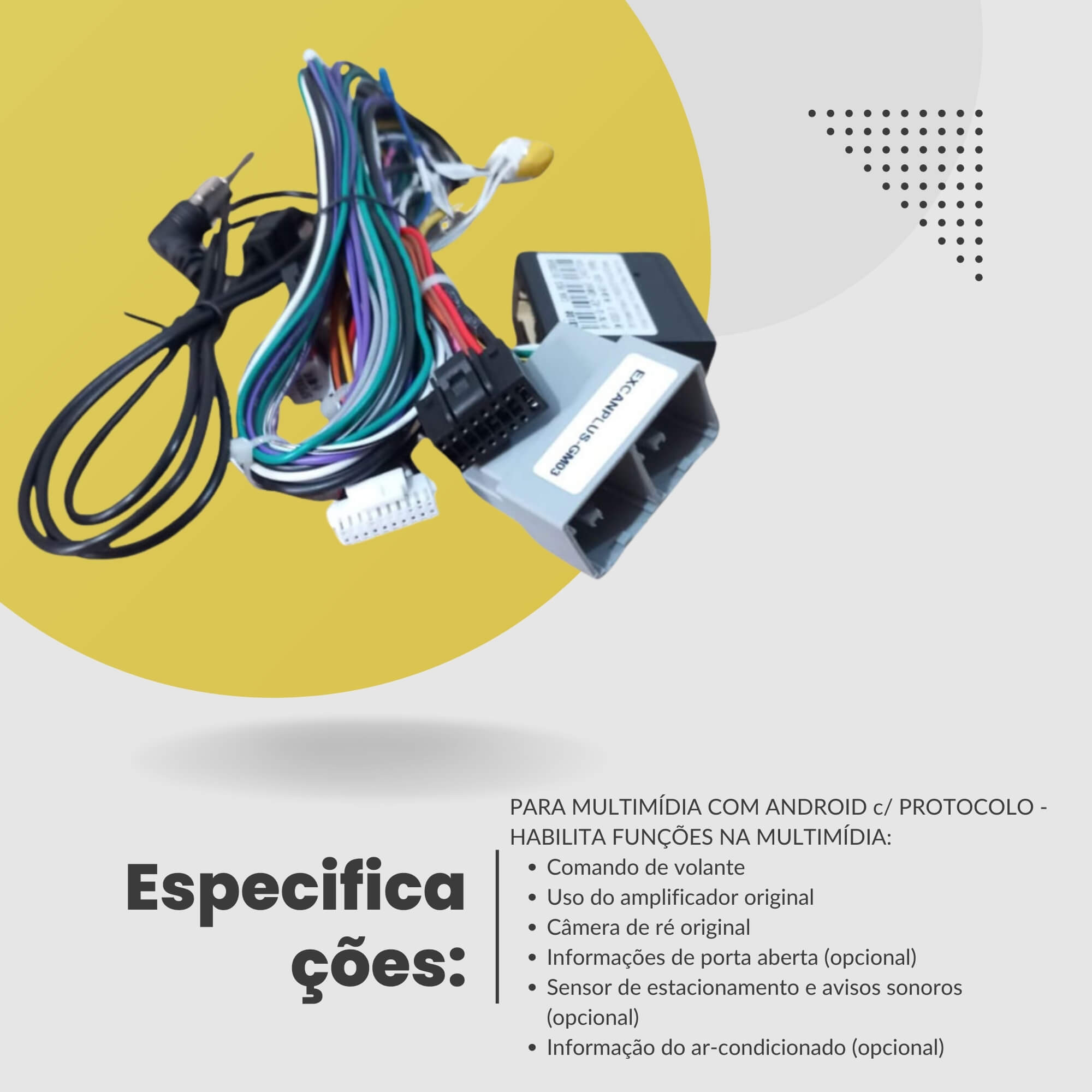 Canplus Onix/Prisma 2022 - Dedicado p/ Multimídia Android c/ Protocolo Expex - EXCANPLUS-GM03