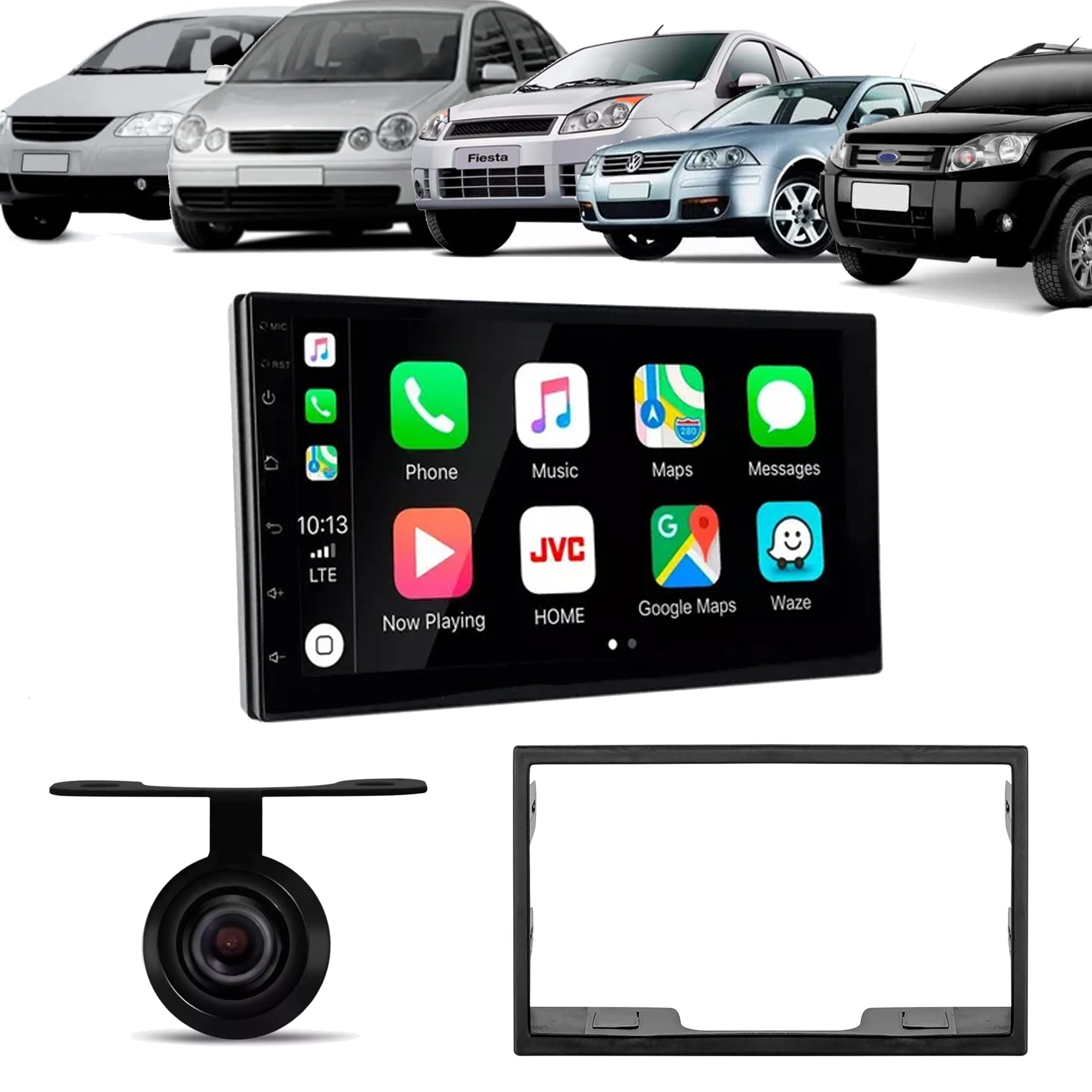 COMP Kit Multimidia Android 13 7" Polo Golf Fox Bora Fiesta Eco Câmera 2+32GB Carplay e Android Auto H-Tech - HT-7210CA
