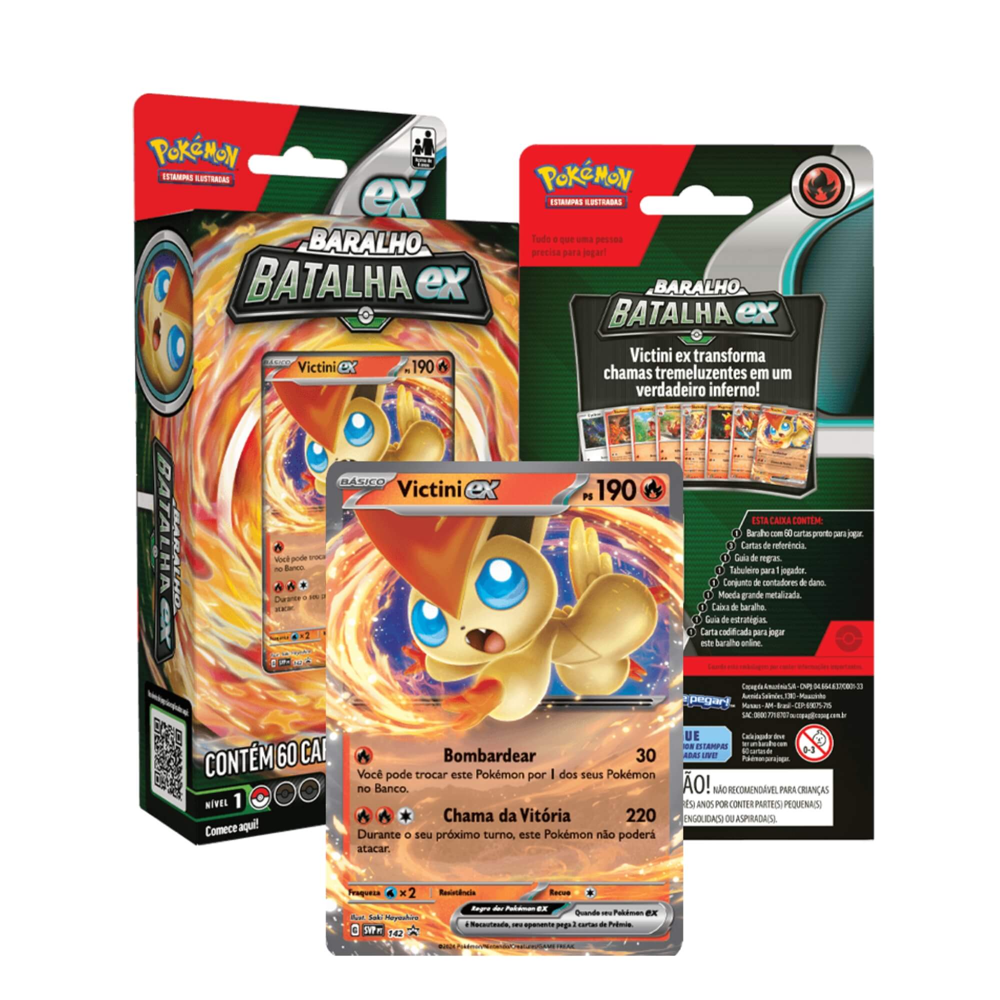 Pokemon 2x Decks Batalha Ex Victini e Miraidon Copag - 34312