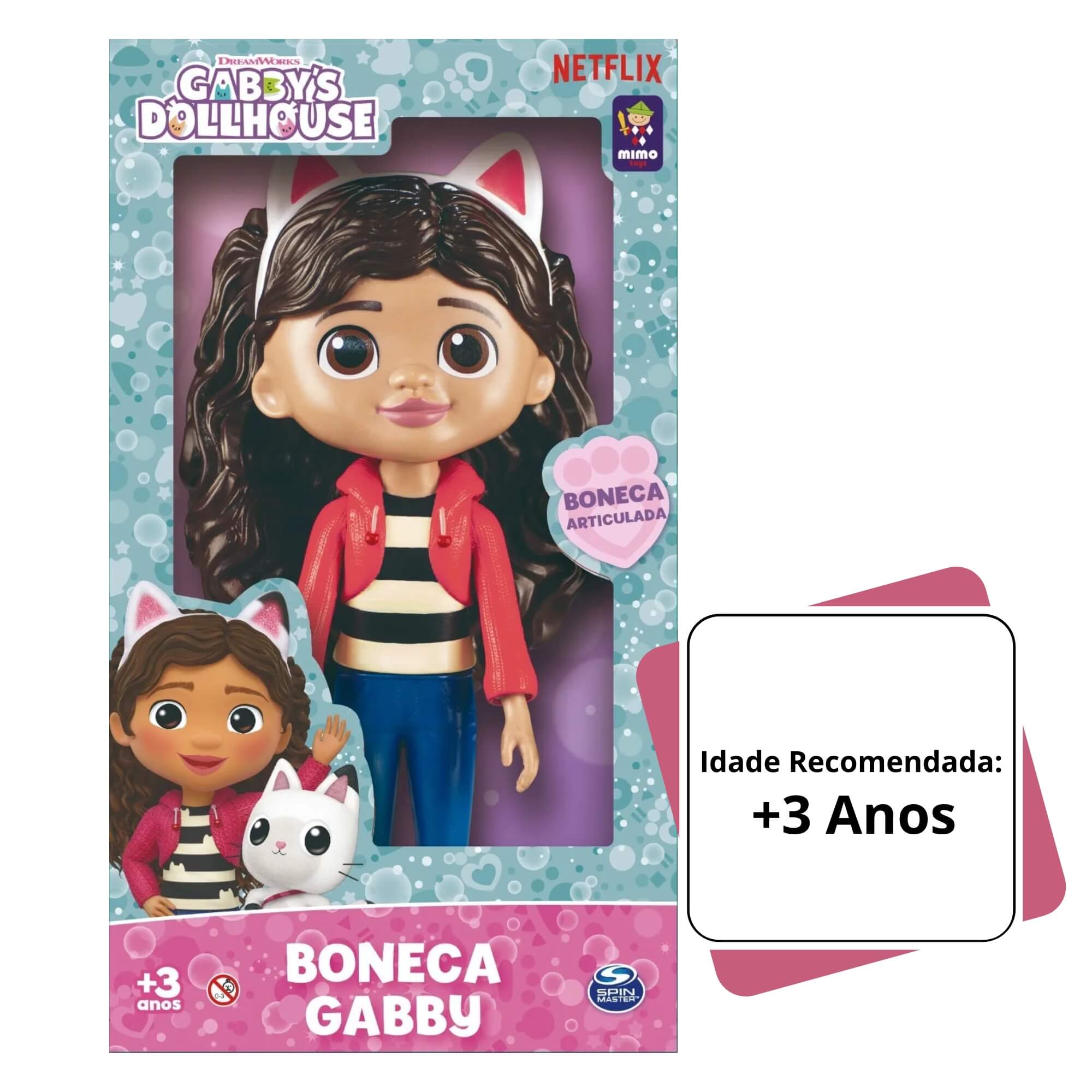 Boneca Infantil Gabby 25cm em Vinil da série Gabby's Dollhouse Mimo Toys - 2150